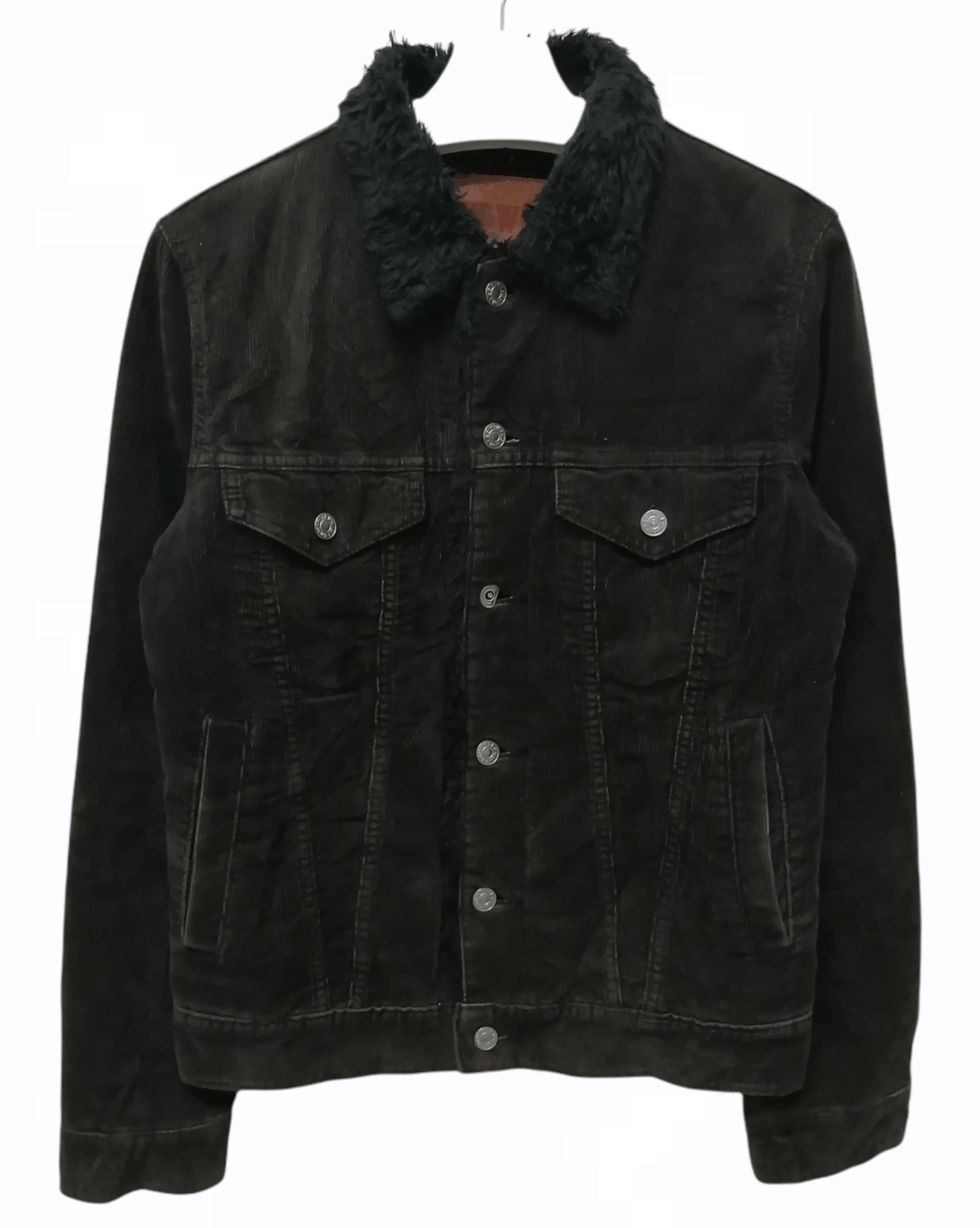 image of Vintage Edwin 503 Sherpa Lining Corduroy Jacket in Dark Brown, Men's (Size Medium)