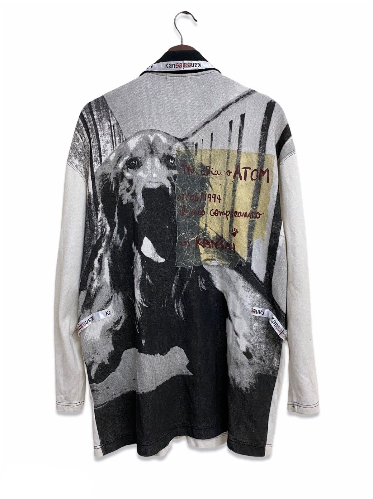 Kansai Yamamoto Vintage Kansai Yamamoto O2 Long Sleeve Dog Overprint Size US L / EU 52-54 / 3 - 8 Thumbnail