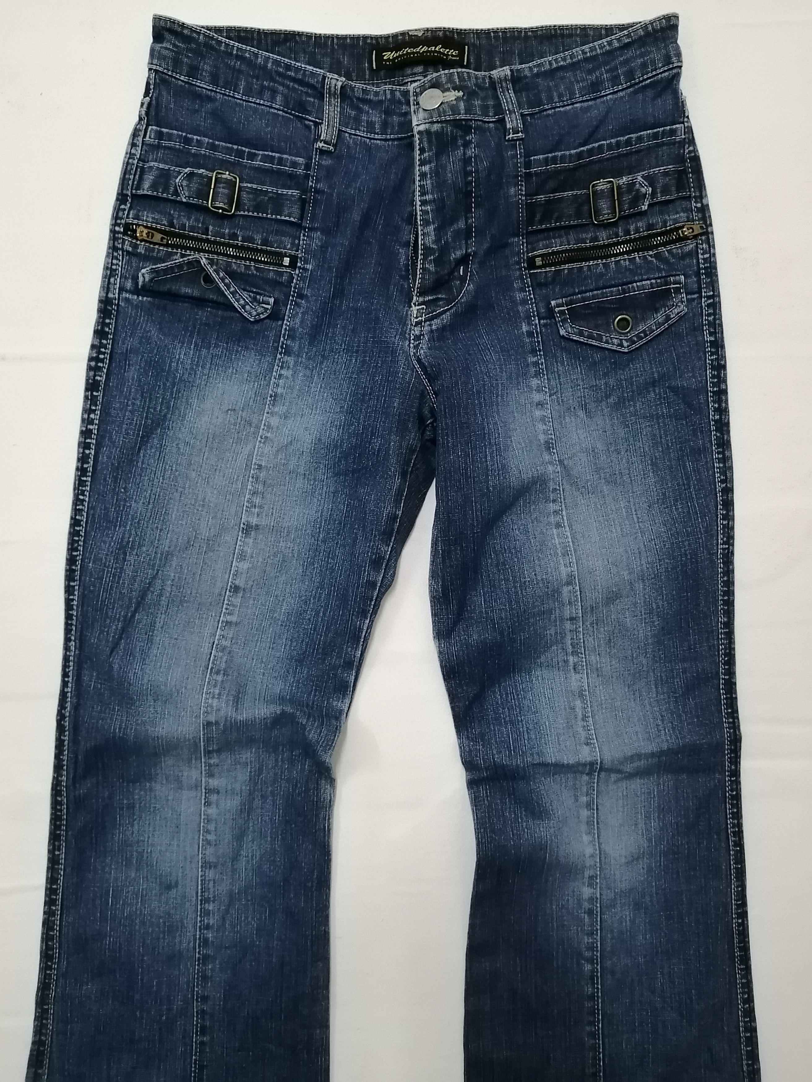 Japanese Brand Japanese UNITED PALETTE Distressed Stretched Bootcut Jeans Size 31" - 8 Thumbnail
