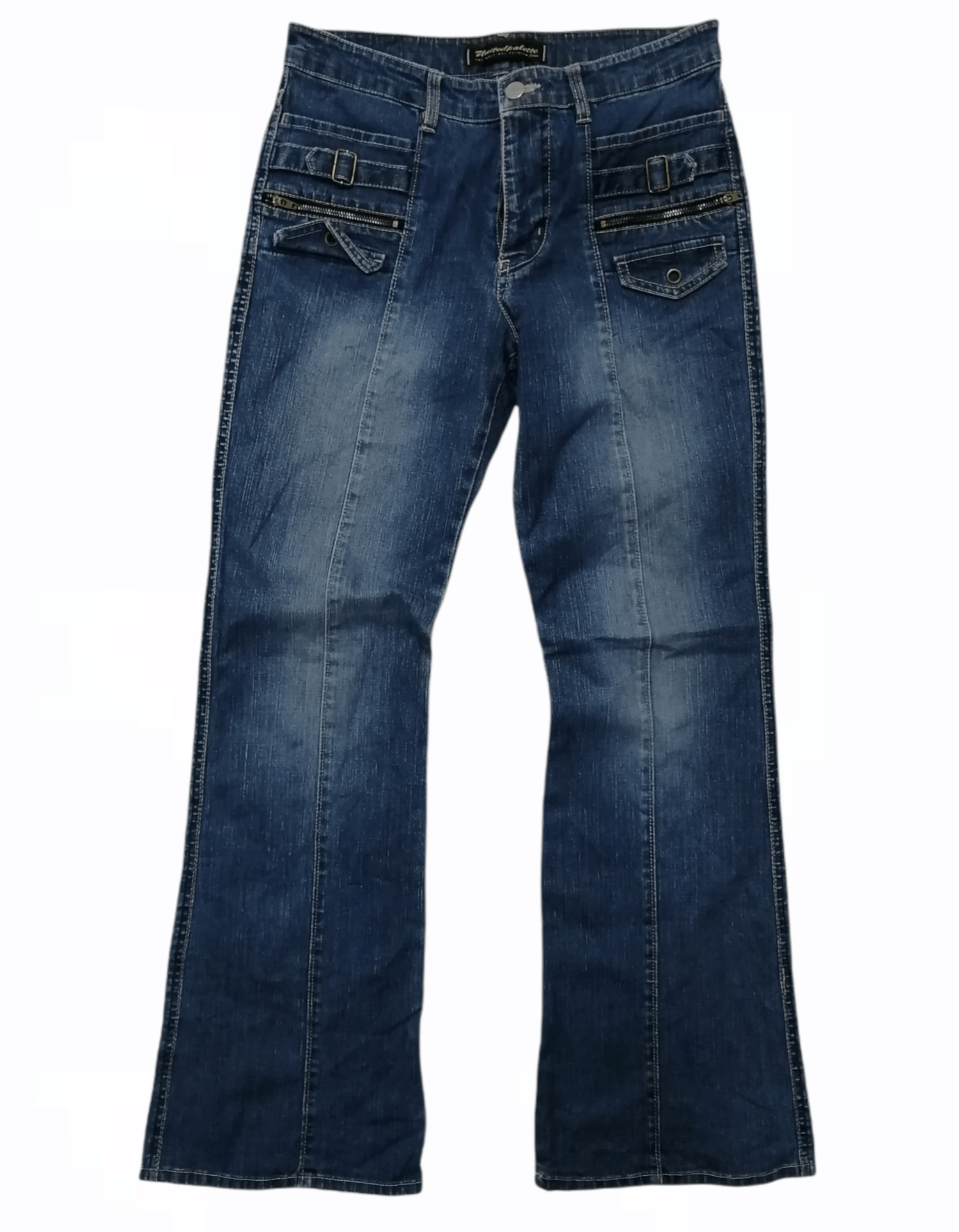 Japanese Brand Japanese UNITED PALETTE Distressed Stretched Bootcut Jeans Size 31" - 1 Thumbnail