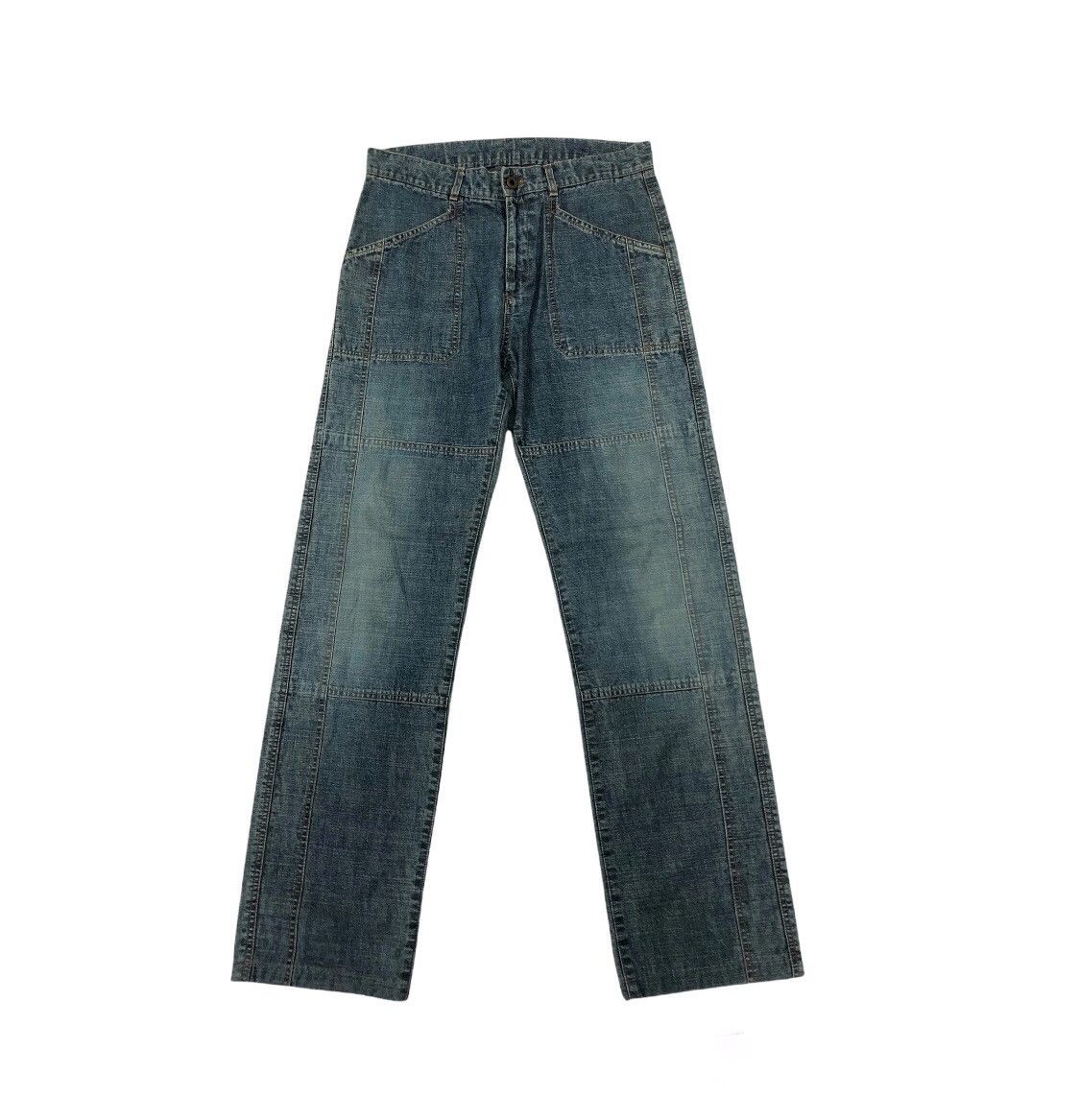 image of Issey Miyake x Tete Homme Archives Tete Homme Hybrid Design Jeans in Bleach Blue Denim (Size 32)