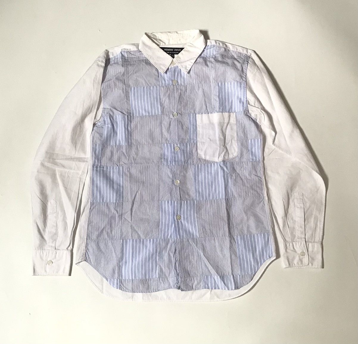 image of Comme Des Garcons x Comme Des Garcons Homme Deux Cdg Homme Deux Patchwork Button Up (Size Small)
