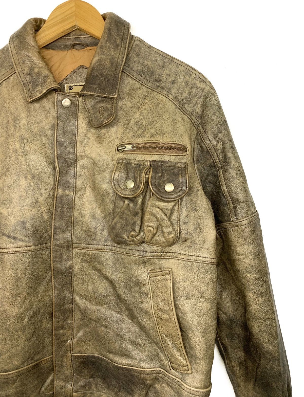 Japanese Brand × Vintage 🎌 Vintage Flight Houston Patina Distressed Leather Jacket Size US M / EU 48-50 / 2 - 2 Thumbnail