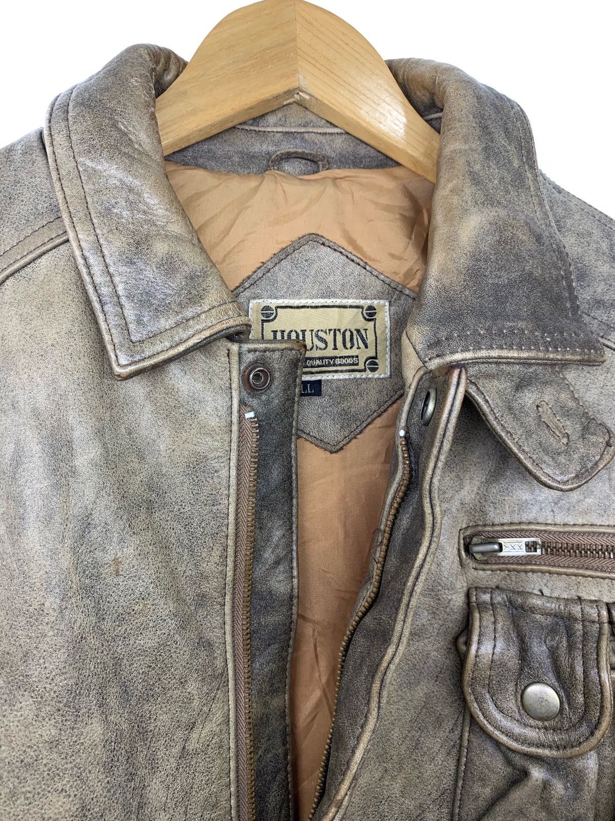 Japanese Brand × Vintage 🎌 Vintage Flight Houston Patina Distressed Leather Jacket Size US M / EU 48-50 / 2 - 4 Thumbnail