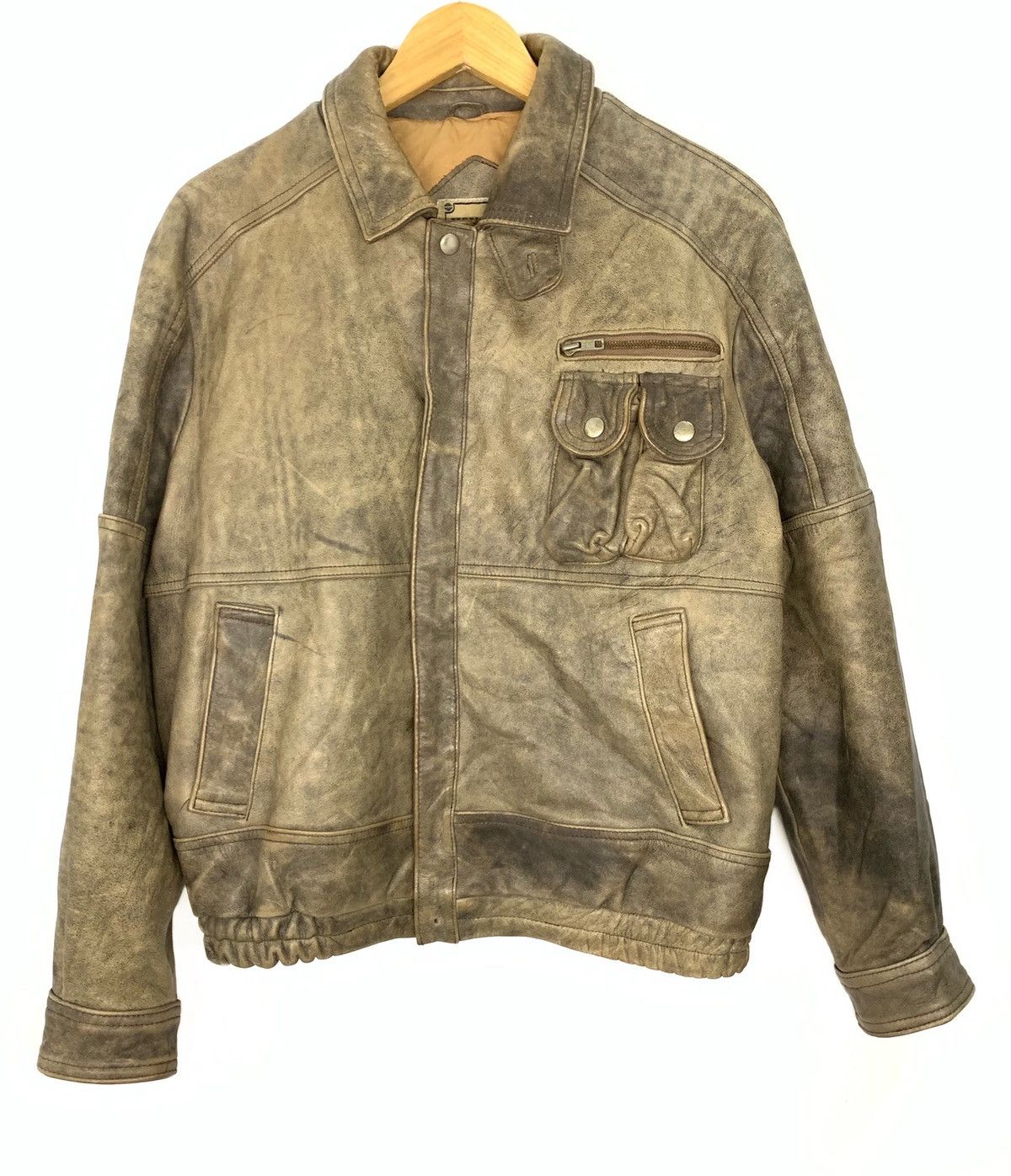 Japanese Brand × Vintage 🎌 Vintage Flight Houston Patina Distressed Leather Jacket Size US M / EU 48-50 / 2 - 1 Thumbnail