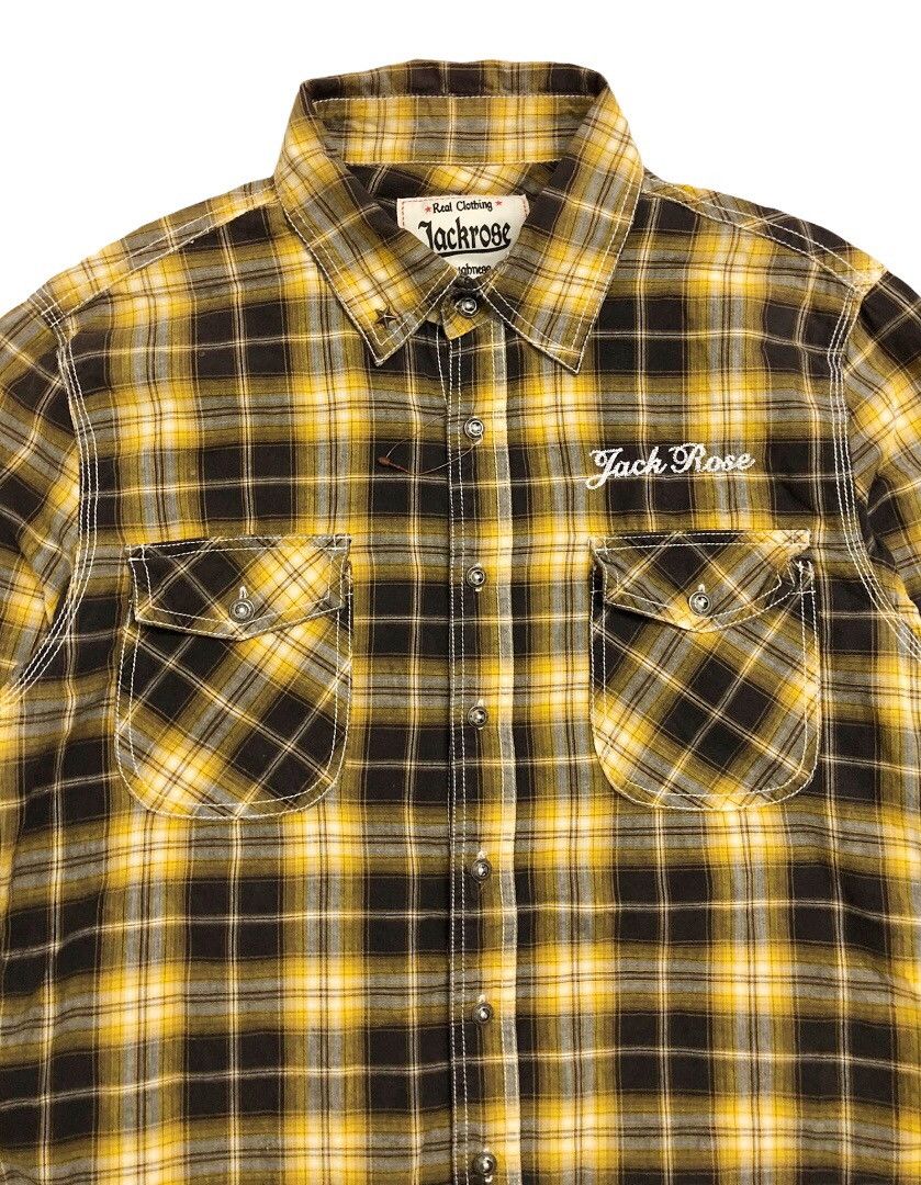 JACKROSE 2000's Jackrose j-rock shadow plaid shirt button up Size US M / EU 48-50 / 2 - 6 Thumbnail