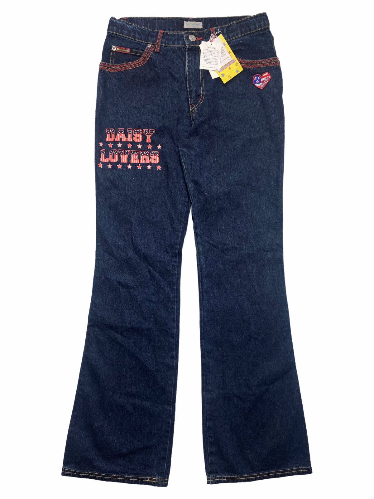 Hysteric Glamour × Japanese Brand 1990s Daisy Lovers - Flared Denim Red Stiched Pants Size US 28 / EU 44 - 1 Thumbnail