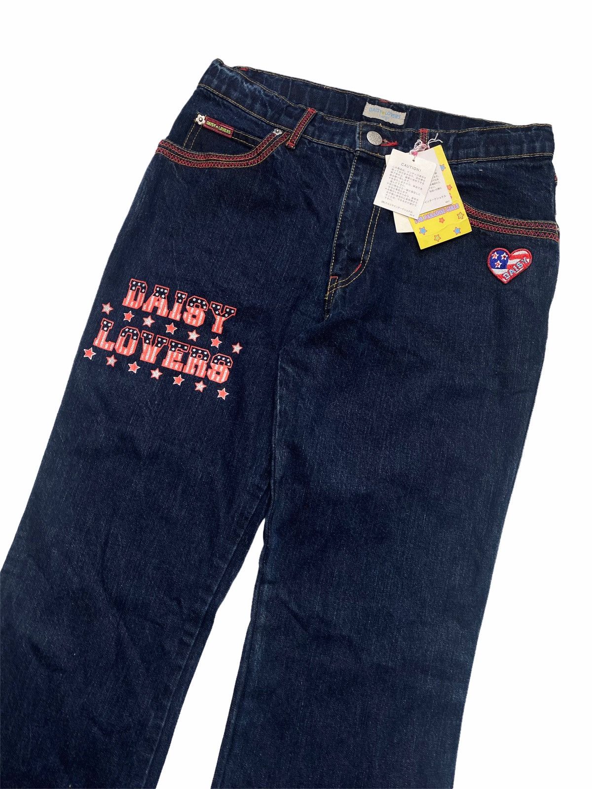 Hysteric Glamour × Japanese Brand 1990s Daisy Lovers - Flared Denim Red Stiched Pants Size US 28 / EU 44 - 3 Thumbnail