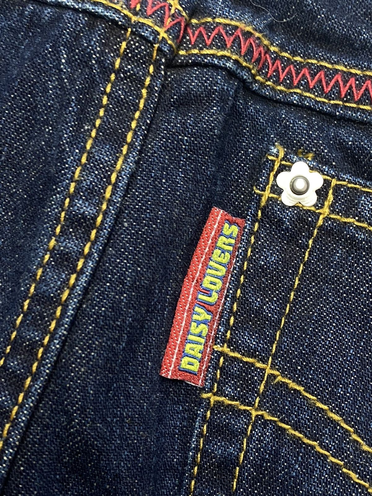 Hysteric Glamour × Japanese Brand 1990s Daisy Lovers - Flared Denim Red Stiched Pants Size US 28 / EU 44 - 9 Thumbnail