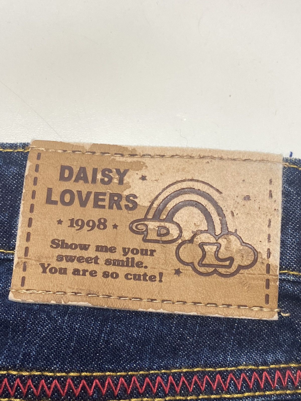 Hysteric Glamour × Japanese Brand 1990s Daisy Lovers - Flared Denim Red Stiched Pants Size US 28 / EU 44 - 6 Thumbnail