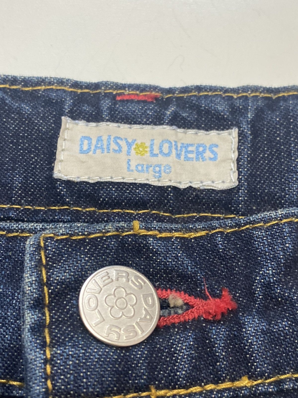 Hysteric Glamour × Japanese Brand 1990s Daisy Lovers - Flared Denim Red Stiched Pants Size US 28 / EU 44 - 7 Thumbnail