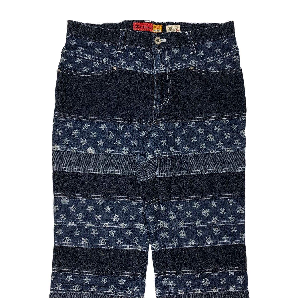 Hysteric Glamour ☠️NEEDGONE☠️2000s Batsu Monogram Hagi Patchwork Denim Pants Size US 30 / EU 46 - 3 Thumbnail