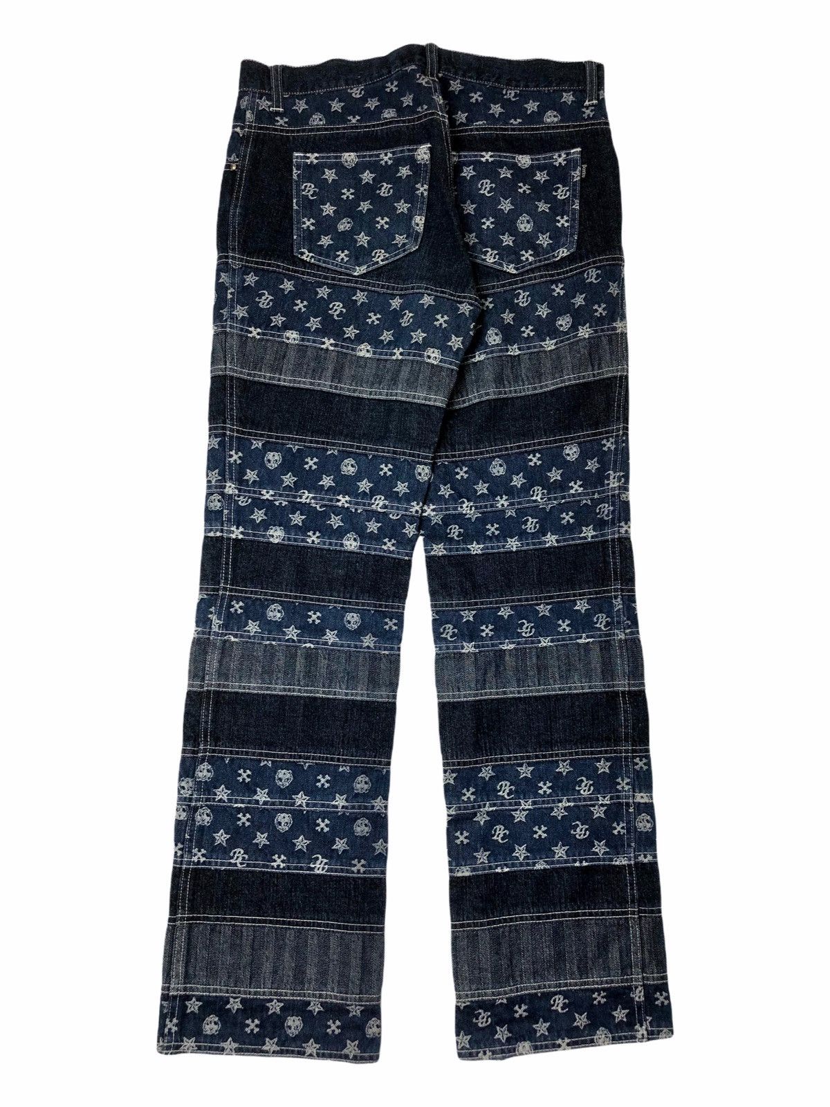 Hysteric Glamour ☠️NEEDGONE☠️2000s Batsu Monogram Hagi Patchwork Denim Pants Size US 30 / EU 46 - 2 Thumbnail