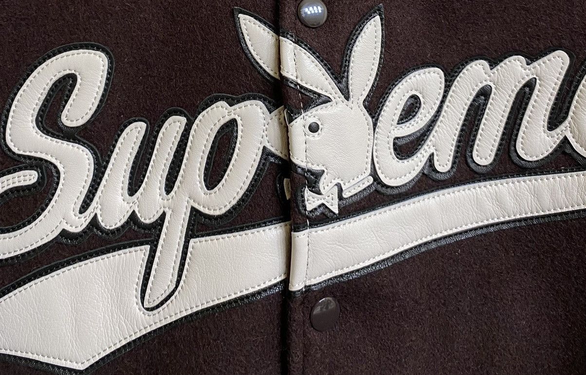 Supreme Playboy Wool Varsity Jacket Brown