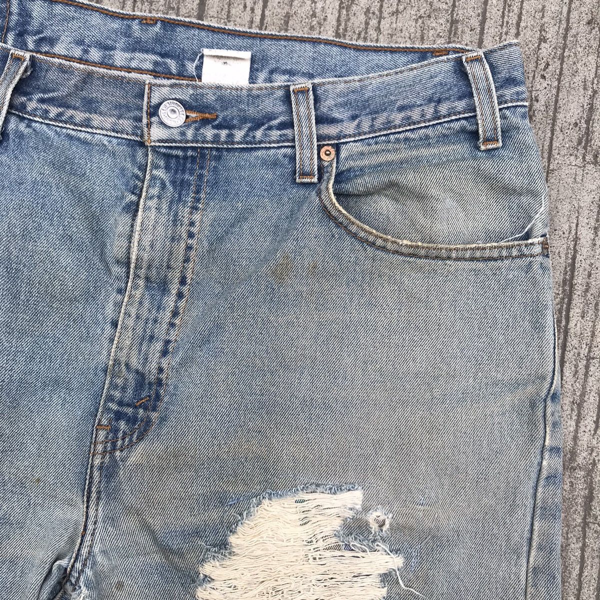 Levi's Vintage 90s Levis 505 Repaired Patchwork Denim Jeans Cobain Size US 36 / EU 52 - 6 Thumbnail
