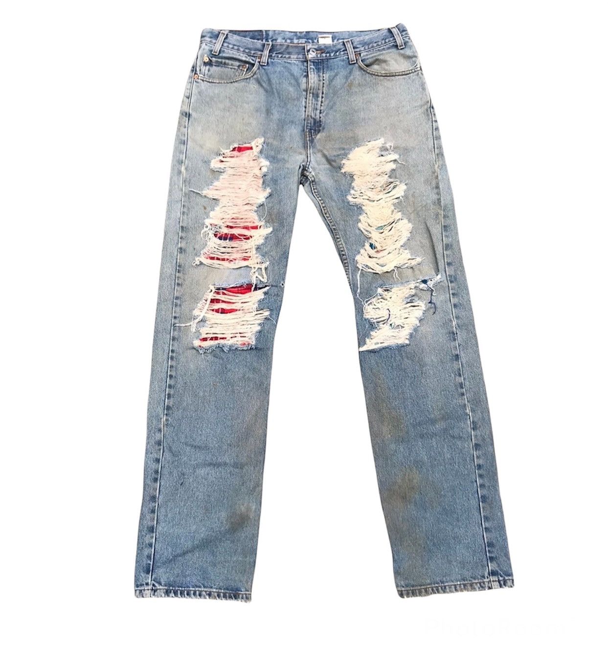 Levi's Vintage 90s Levis 505 Repaired Patchwork Denim Jeans Cobain Size US 36 / EU 52 - 1 Thumbnail