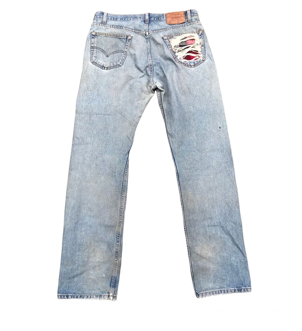 Levi's Vintage 90s Levis 505 Repaired Patchwork Denim Jeans Cobain Size US 36 / EU 52 - 2 Thumbnail