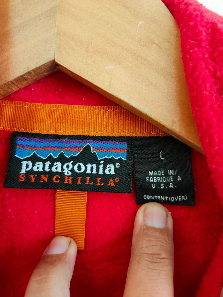 Patagonia × Vintage Vintage 90's Patagonia Synchilla Red Zipup Fleece Size US L / EU 52-54 / 3 - 9 Thumbnail