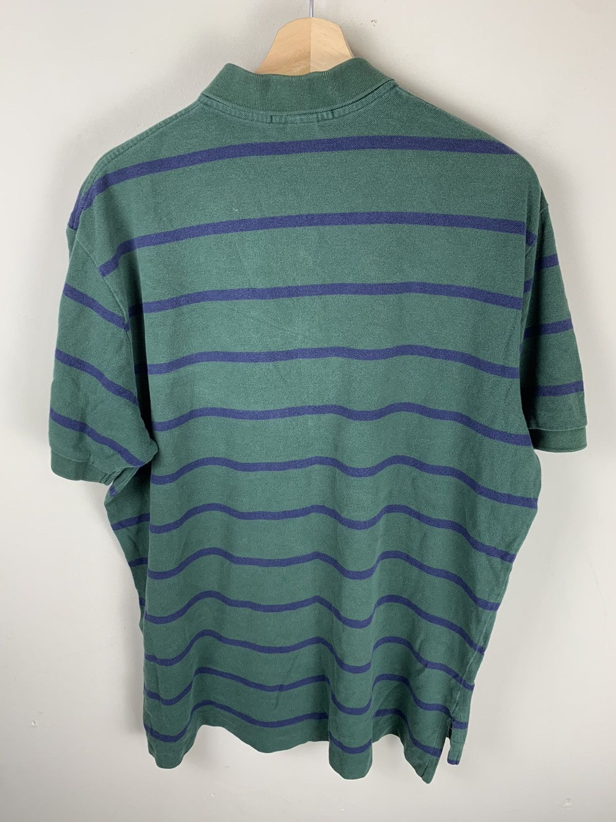 Polo Ralph Lauren Vintage Polo Ralph Lauren Olive Navy Striped Polo Size US XL / EU 56 / 4 - 3 Thumbnail