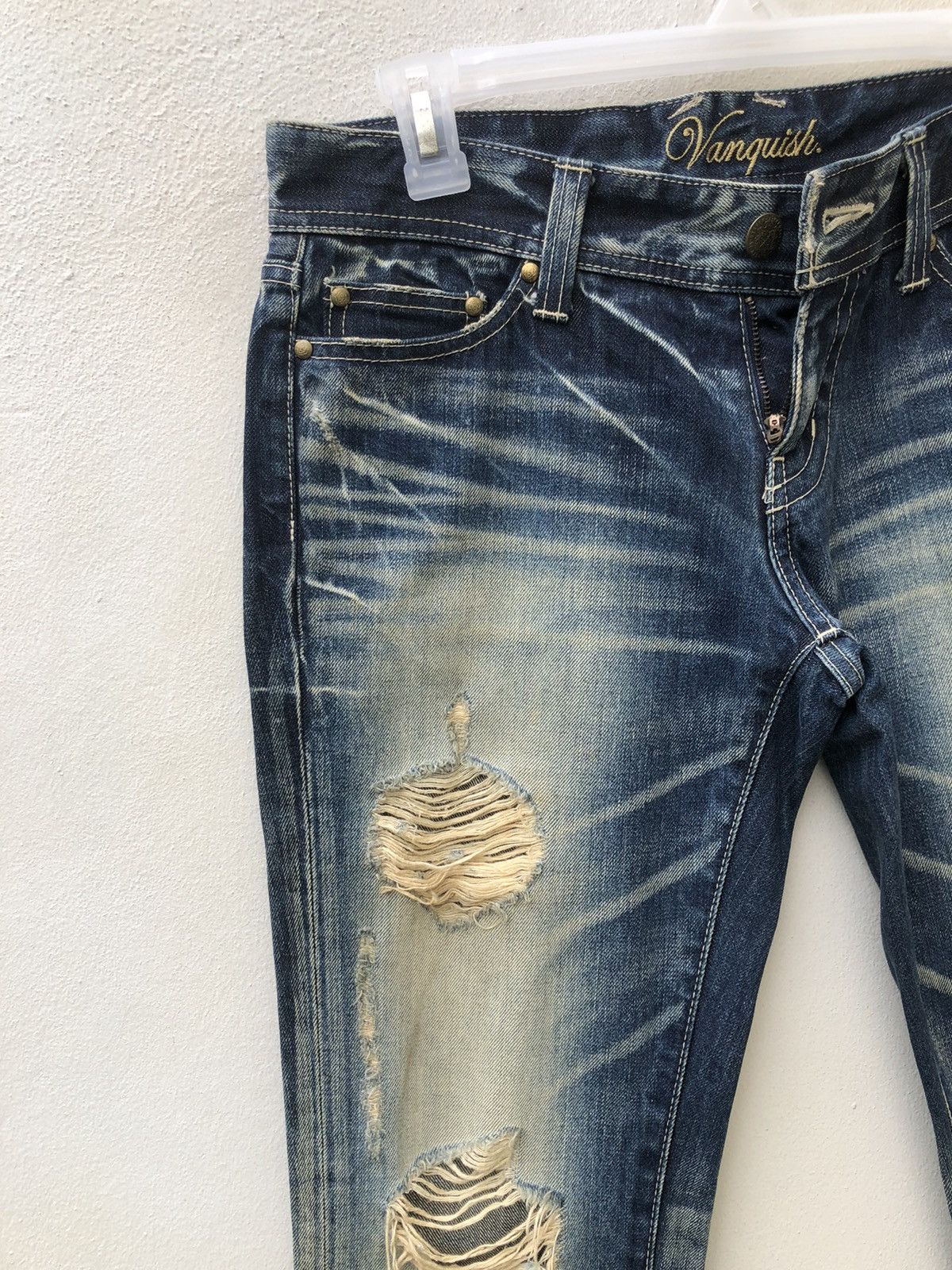 Vanquish Mud Claw Mark Vanquish Gold Japan Distress Denim Flare Jeans Size US 29 - 9 Thumbnail