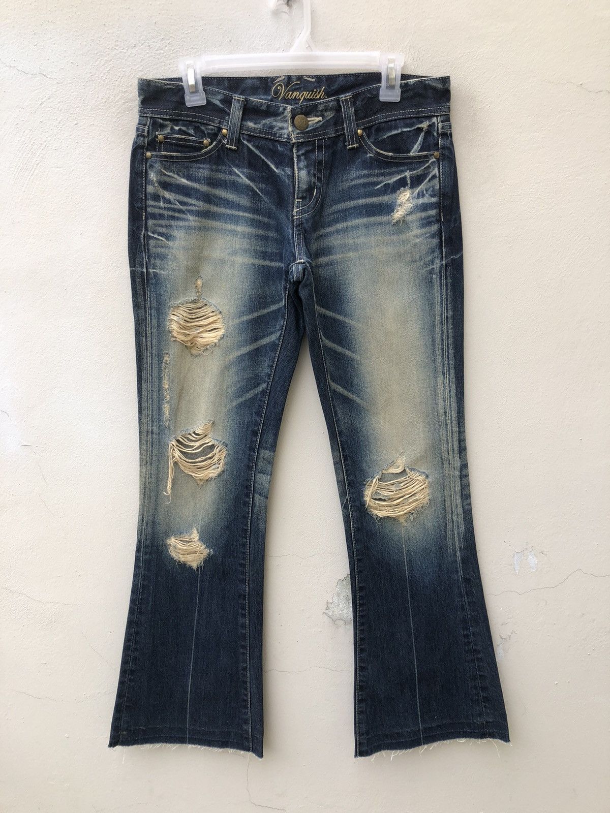 Vanquish Mud Claw Mark Vanquish Gold Japan Distress Denim Flare Jeans Size US 29 - 6 Thumbnail