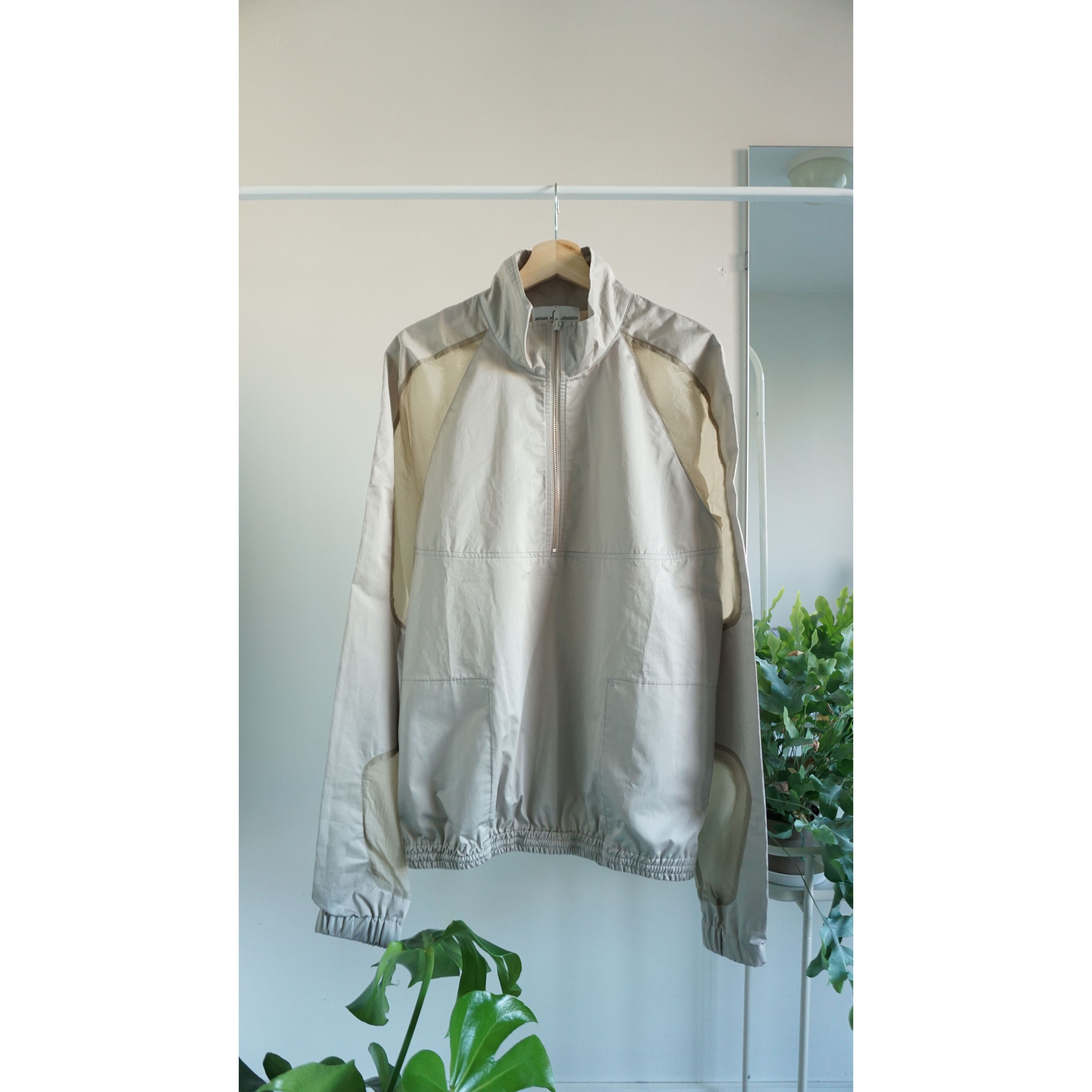 image of Arnar Mar Jonsson/ranra Taupe Paneled Contrast Anorak Jacket in Stone Khaki, Men's (Size Small)