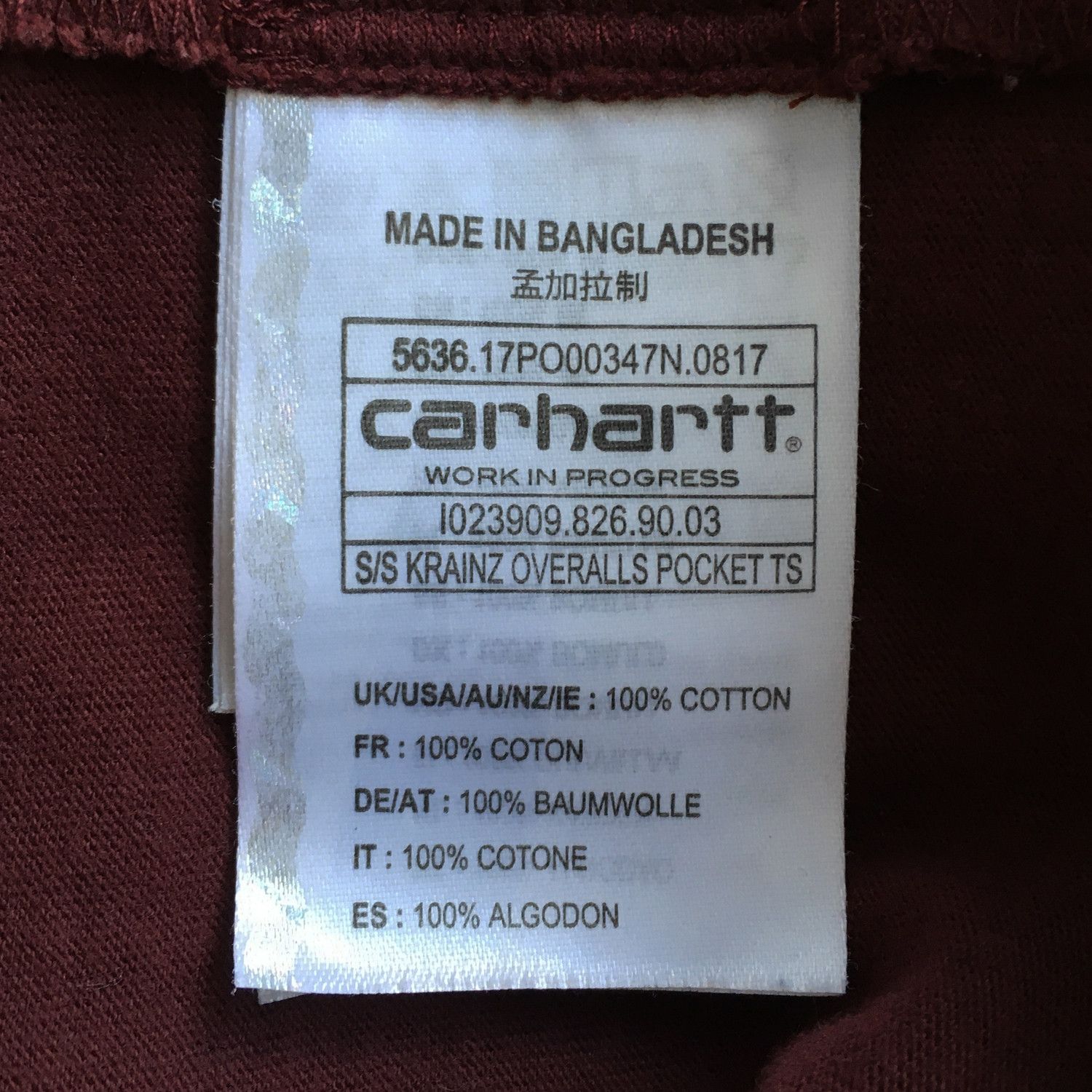 Carhartt Wip S/S Krainz Overalls Pocket T-Shirt in Amarone/Wax Rare Size US L / EU 52-54 / 3 - 5 Thumbnail