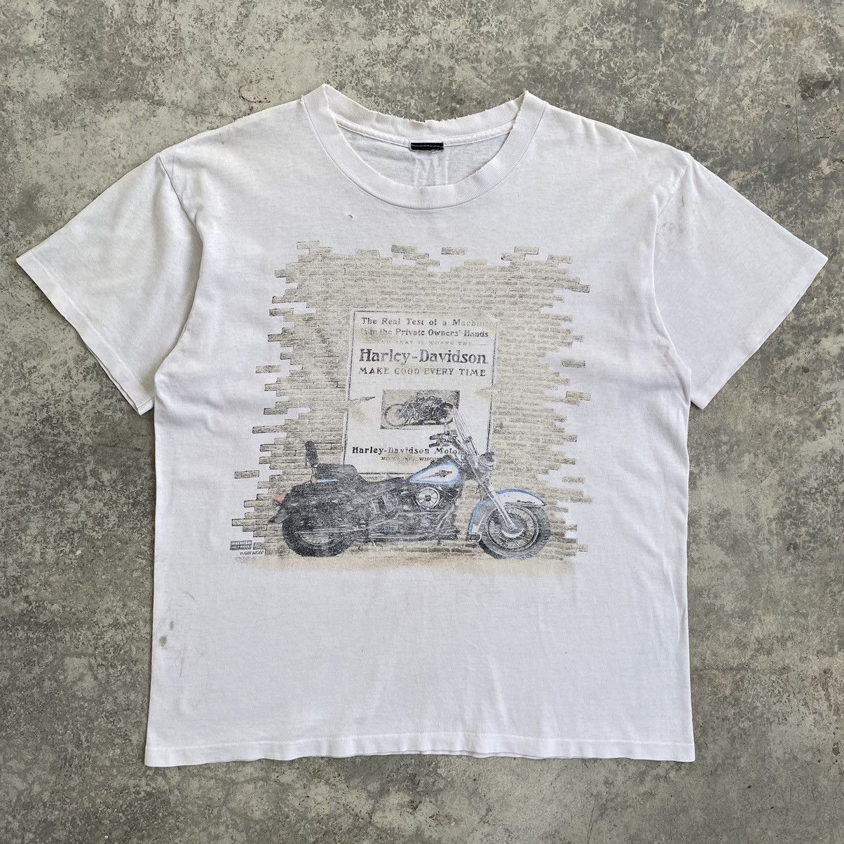 Harley Davidson Vintage 90’s Harley Davidson Faded Dirty Trashed T-Shirt Size US L / EU 52-54 / 3 - 2 Thumbnail