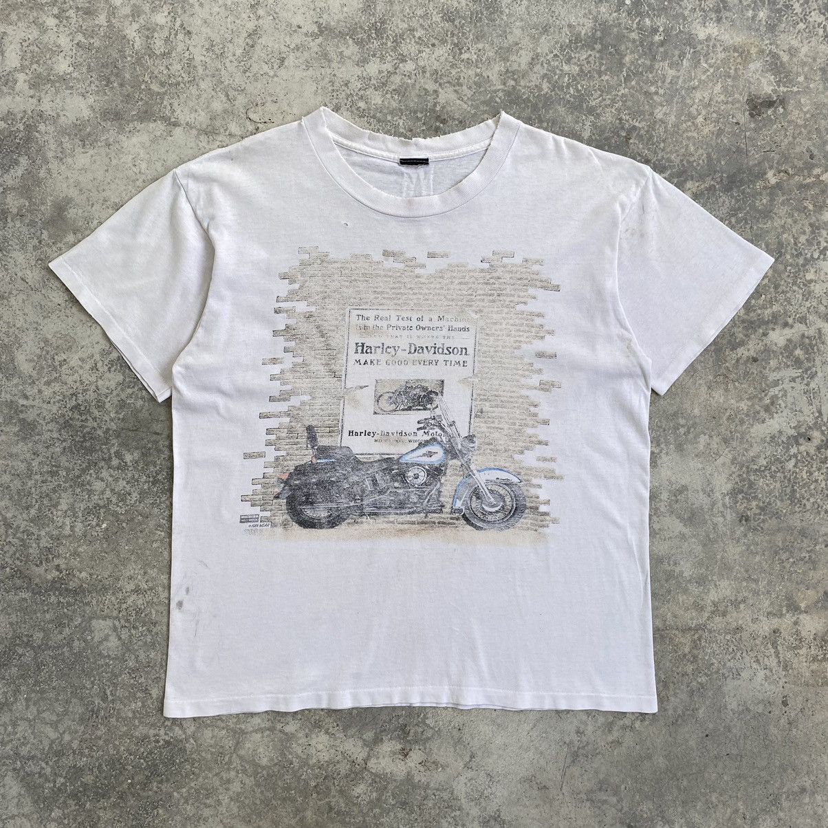 Harley Davidson Vintage 90’s Harley Davidson Faded Dirty Trashed T-Shirt Size US L / EU 52-54 / 3 - 1 Thumbnail