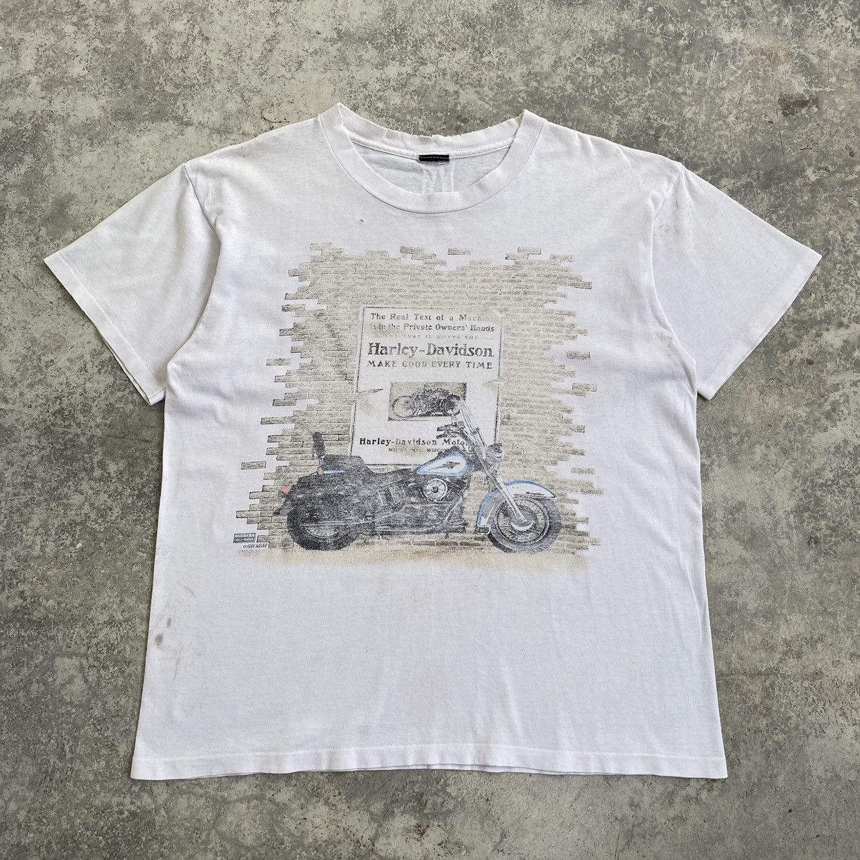 Harley Davidson Vintage 90’s Harley Davidson Faded Dirty Trashed T-Shirt Size US L / EU 52-54 / 3 - 3 Thumbnail