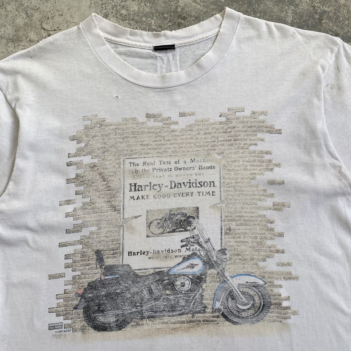Harley Davidson Vintage 90’s Harley Davidson Faded Dirty Trashed T-Shirt Size US L / EU 52-54 / 3 - 4 Thumbnail