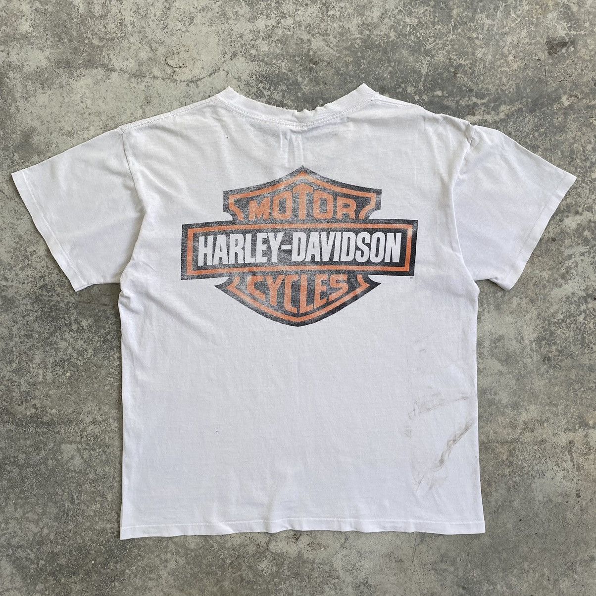 Harley Davidson Vintage 90’s Harley Davidson Faded Dirty Trashed T-Shirt Size US L / EU 52-54 / 3 - 12 Thumbnail