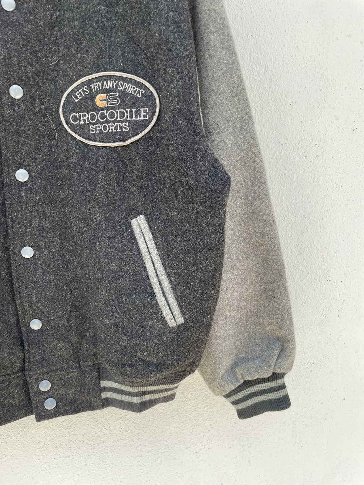 Japanese Brand × Vintage Vintage Crocodile sport wool bomber varsity jacket Size US L / EU 52-54 / 3 - 4 Thumbnail
