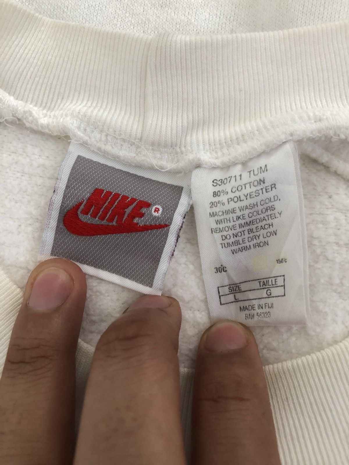 Nike × Vintage Vintage 80s Nike Big Logo Embroidery Oversized Sweathirts Size US L / EU 52-54 / 3 - 4 Thumbnail