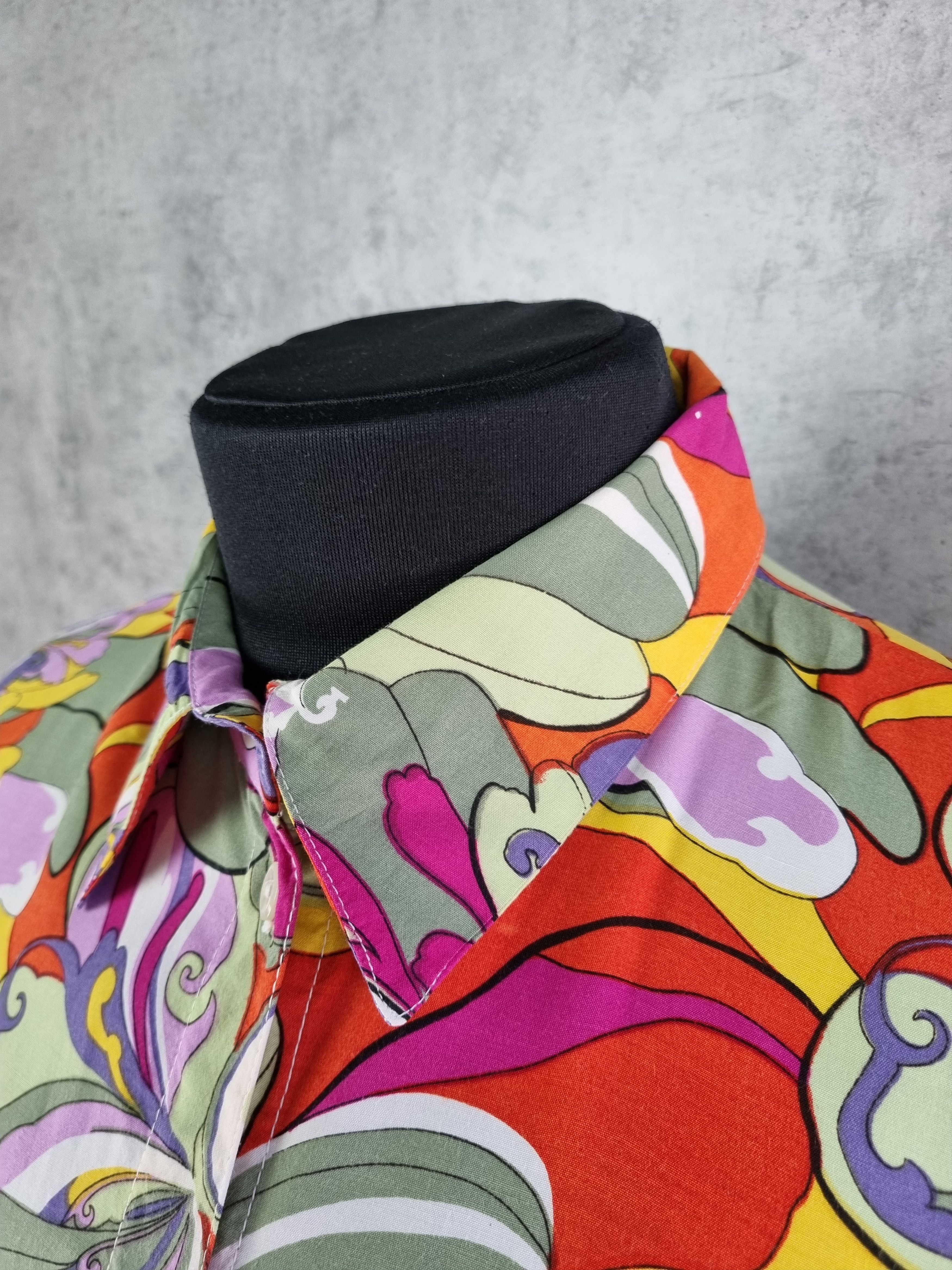 Vintage 80s Abstract Hippie Flowers Pattern Viscose Shirt Size US L / EU 52-54 / 3 - 6 Thumbnail