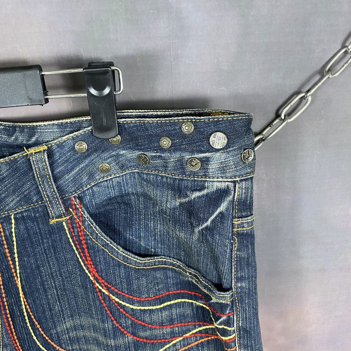 Beauty Beast × Japanese Brand × Jean Steals🔥38x31.5Vintage Bullet Button Flare Jeans Size US 38 / EU 54 - 5 Thumbnail