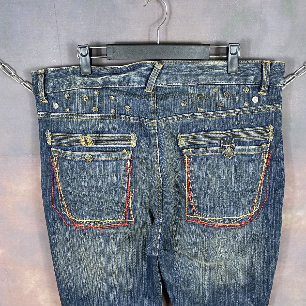 Beauty Beast × Japanese Brand × Jean Steals🔥38x31.5Vintage Bullet Button Flare Jeans Size US 38 / EU 54 - 8 Thumbnail