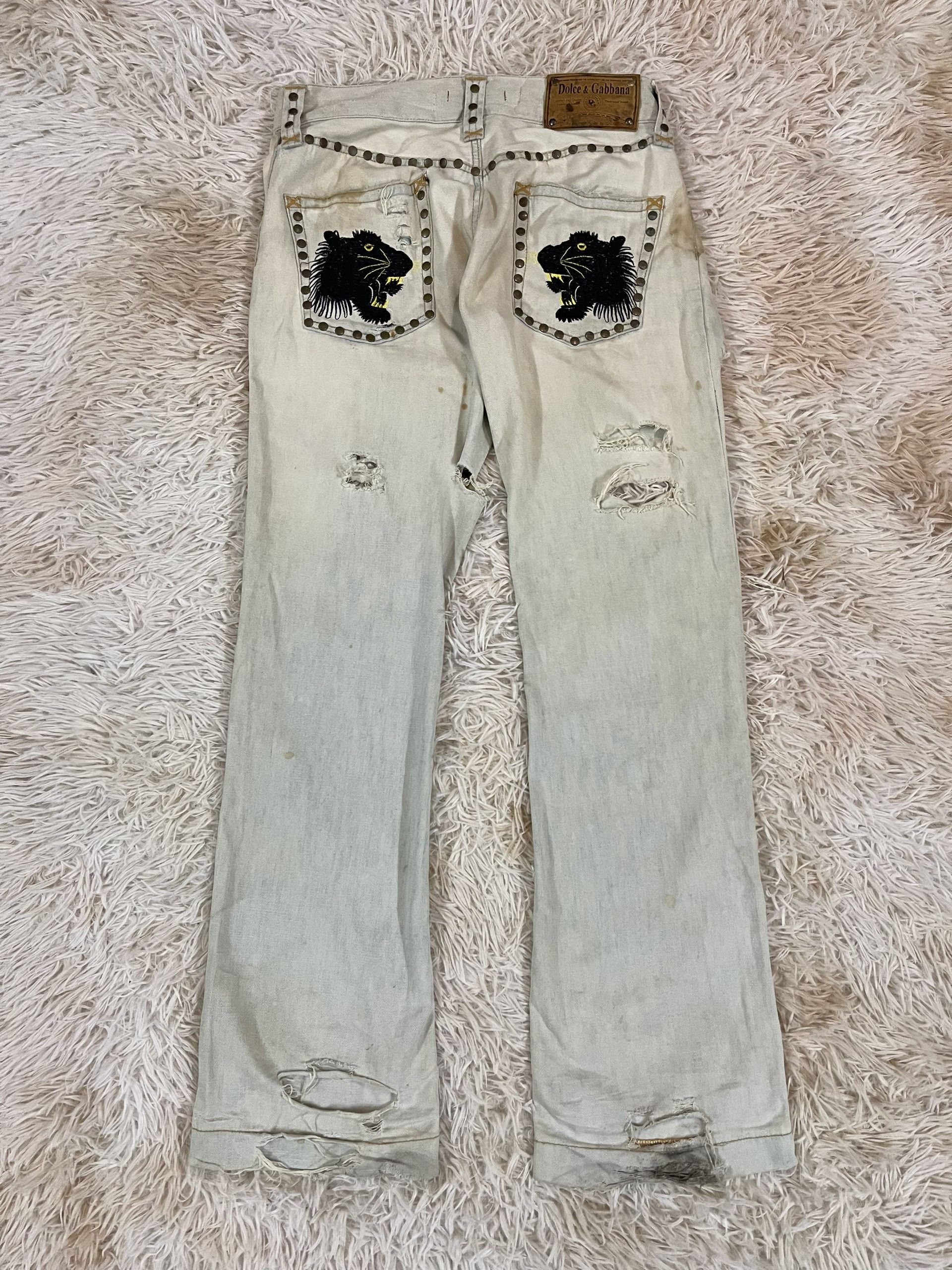 Dolce Gabbana S/S2006 Worn and Distressed Leopard Jeans