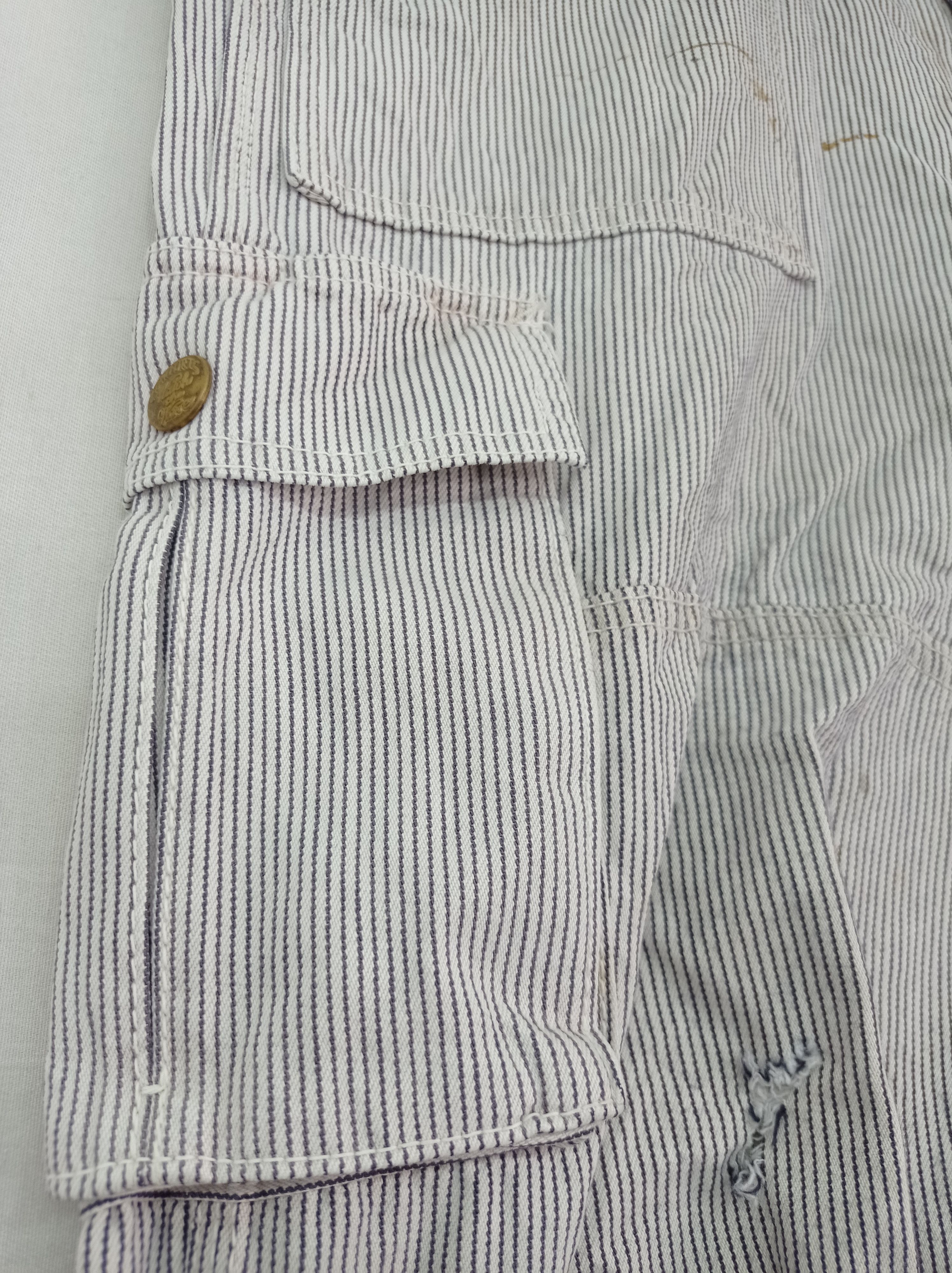 Japanese Brand Dogman Hickory Stripe Disstrested Cargo Pants Size US 30 / EU 46 - 11 Thumbnail