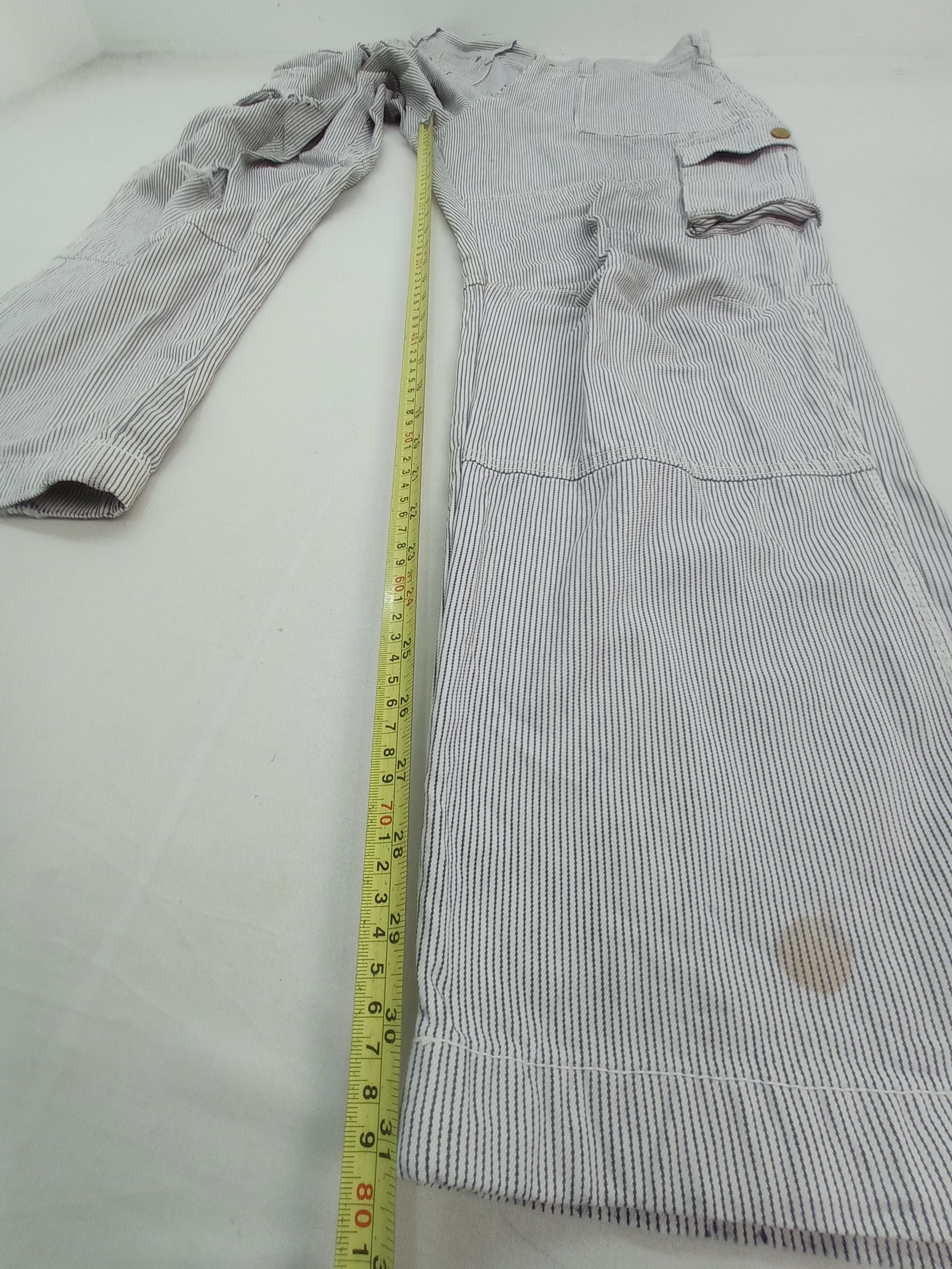 Japanese Brand Dogman Hickory Stripe Disstrested Cargo Pants Size US 30 / EU 46 - 16 Thumbnail
