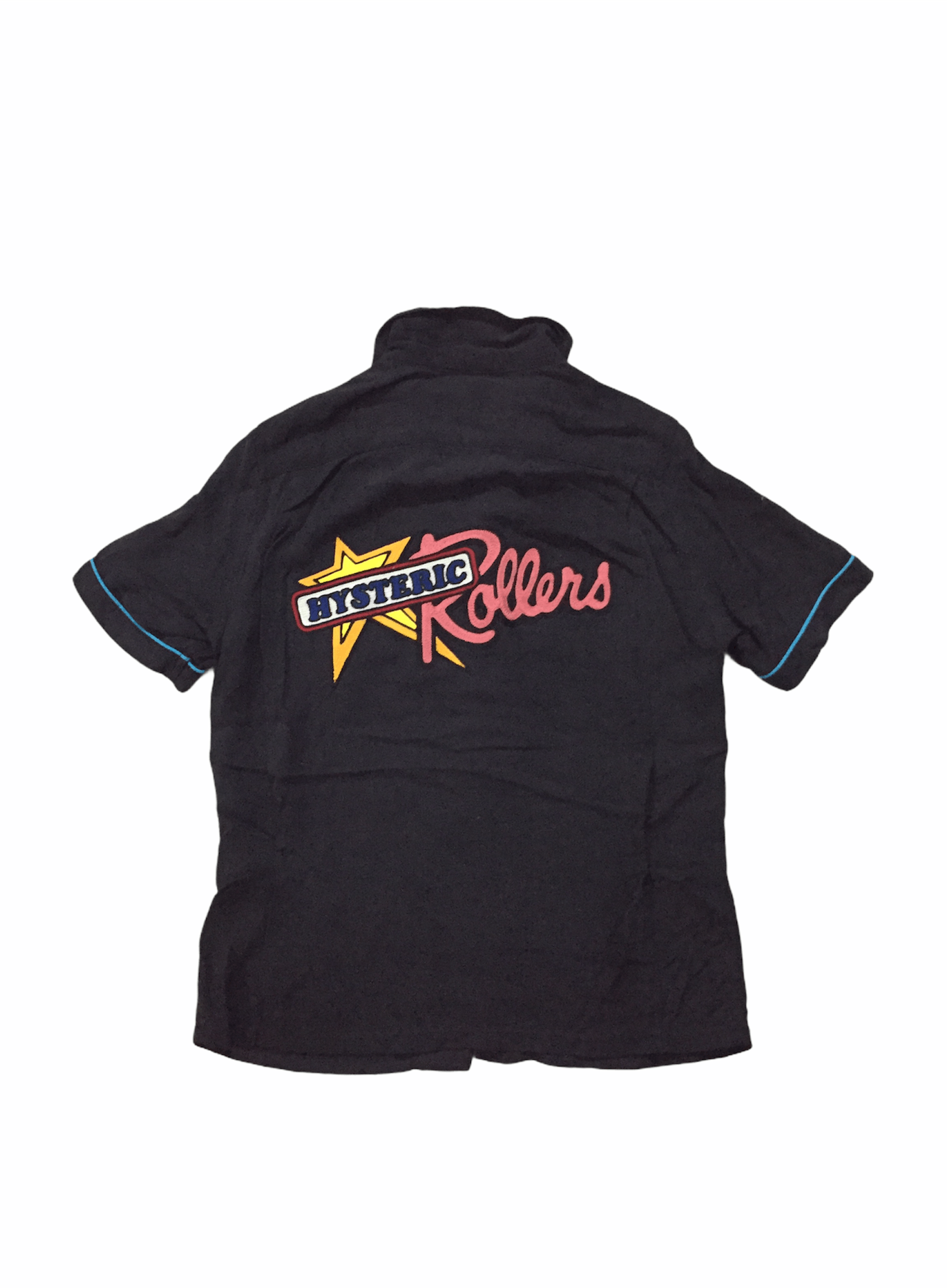 image of 90's Hysteric Glamour 100% Rayon Chain Stitch Bowling Shirt in Black, Women's (Size Small)