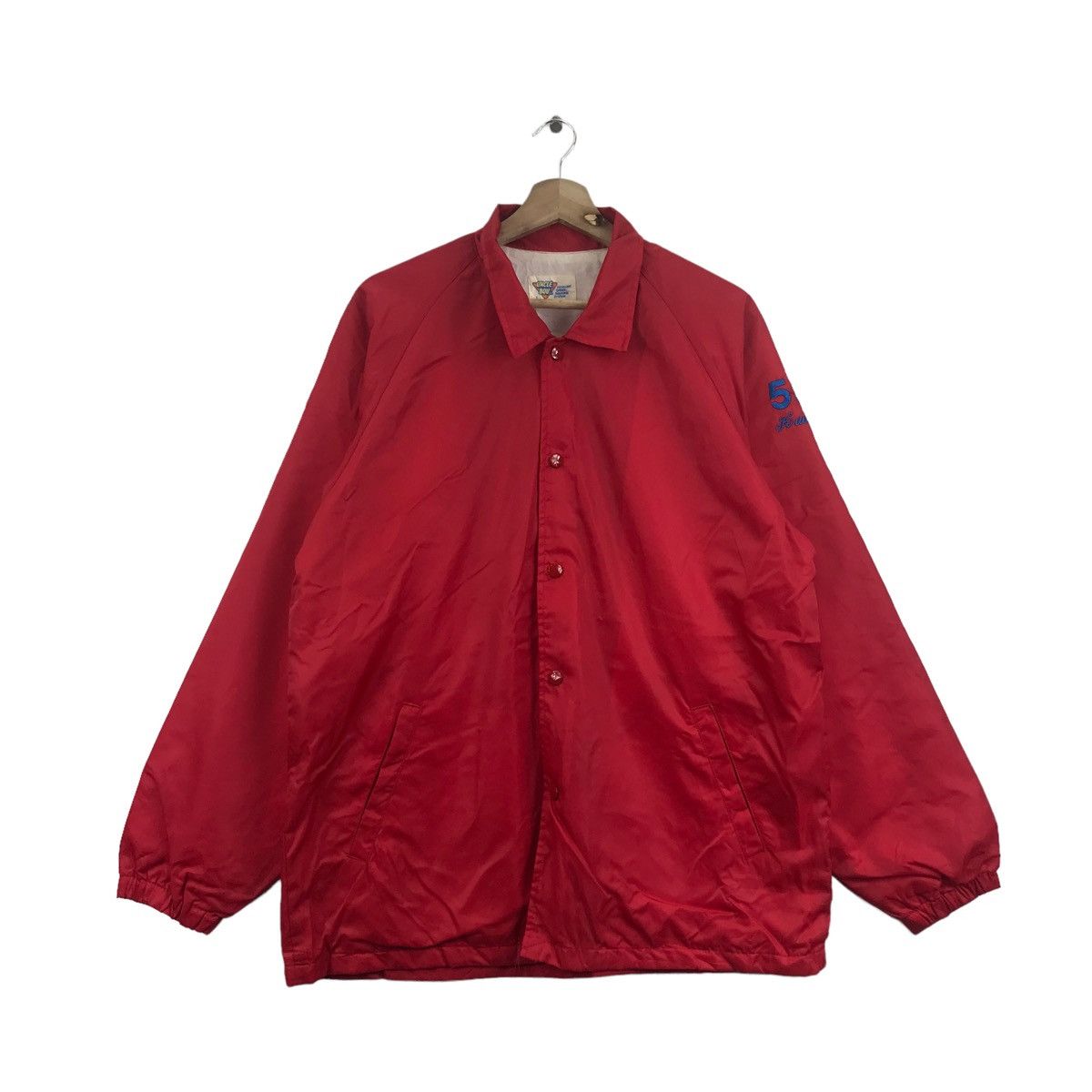 Vintage UNCLE BOV Red Windbreaker Coach Jacket Varsity Size US L / EU 52-54 / 3 - 3 Thumbnail