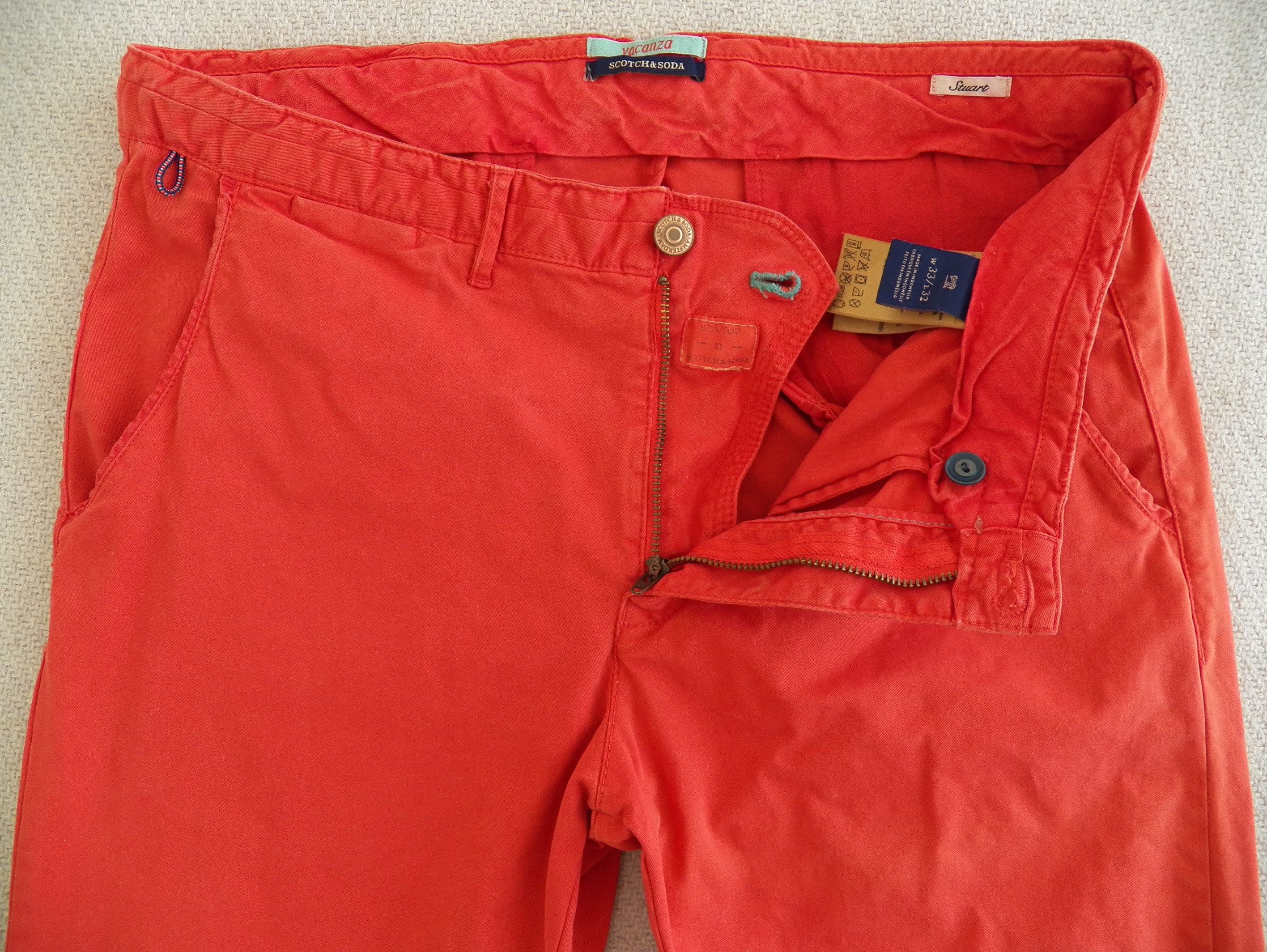 Scotch & Soda Vacanza Stuart Chinos W33 L32 Coral Dyed Stretch Cotton Size US 33 - 3 Thumbnail