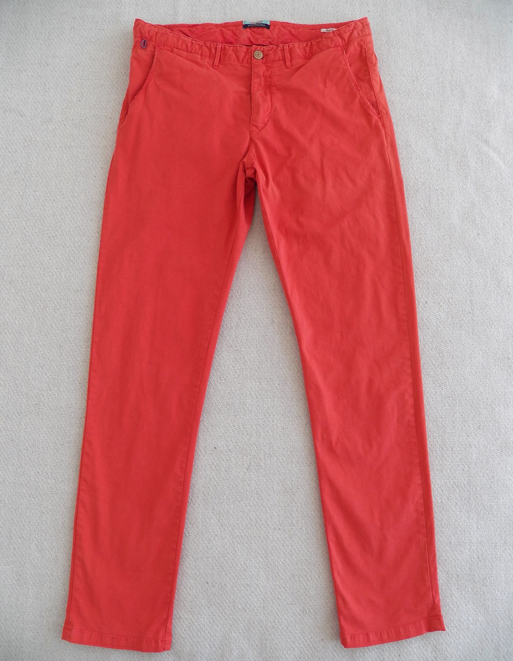 Vacanza Stuart Chinos W33 L32 Coral Dyed Stretch Cotton
