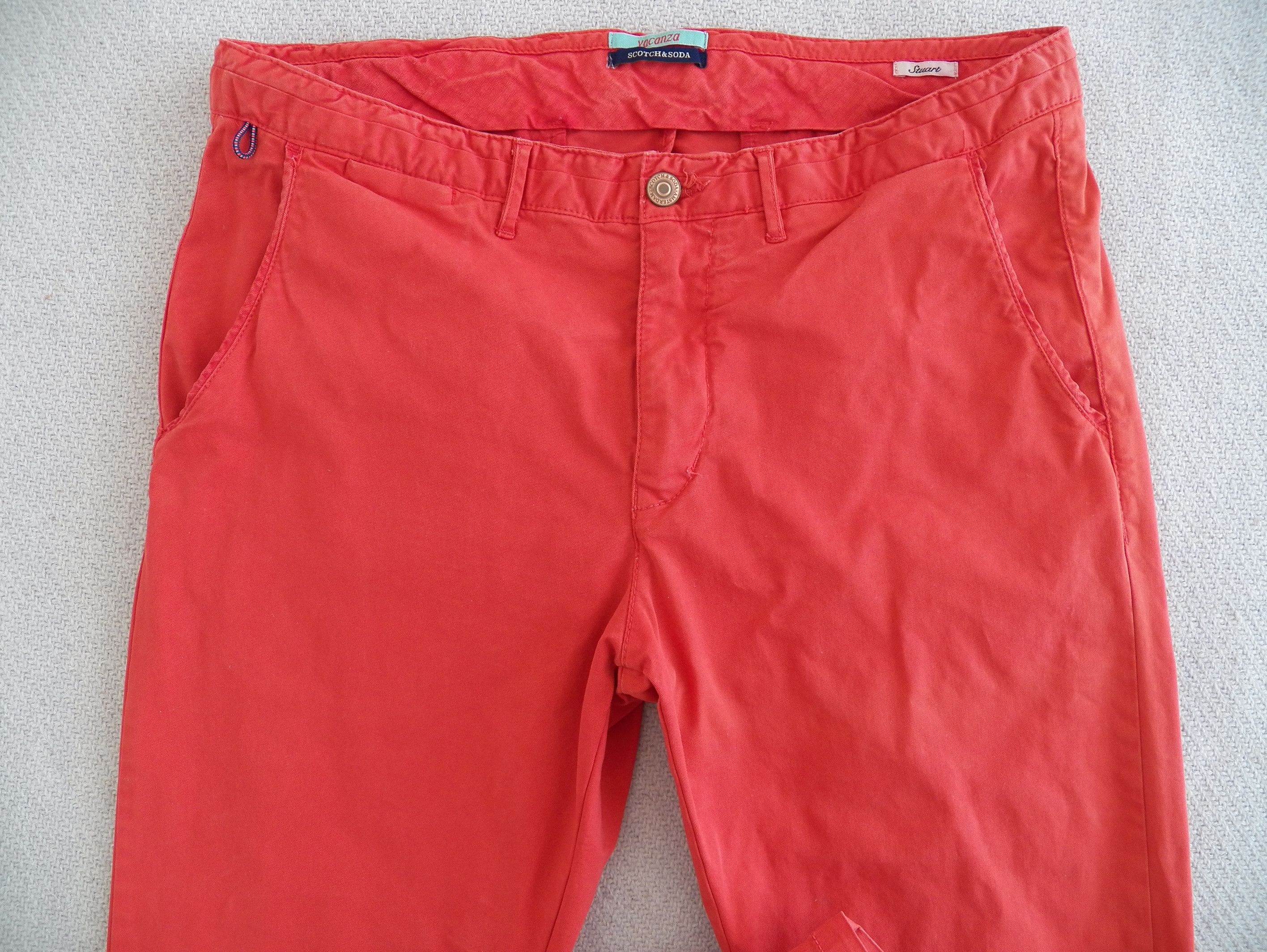 Scotch & Soda Vacanza Stuart Chinos W33 L32 Coral Dyed Stretch Cotton Size US 33 - 2 Thumbnail