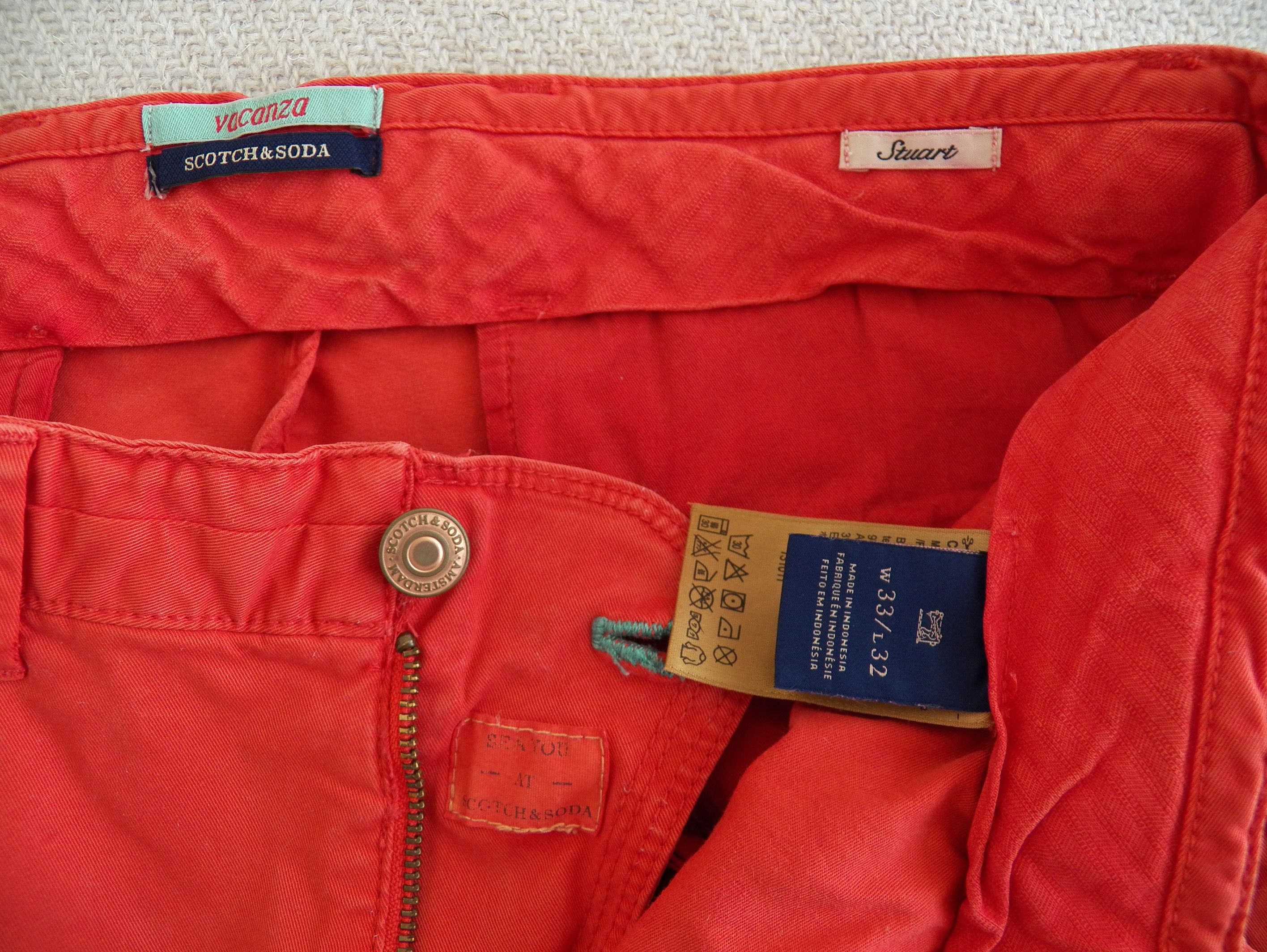 Scotch & Soda Vacanza Stuart Chinos W33 L32 Coral Dyed Stretch Cotton Size US 33 - 4 Thumbnail