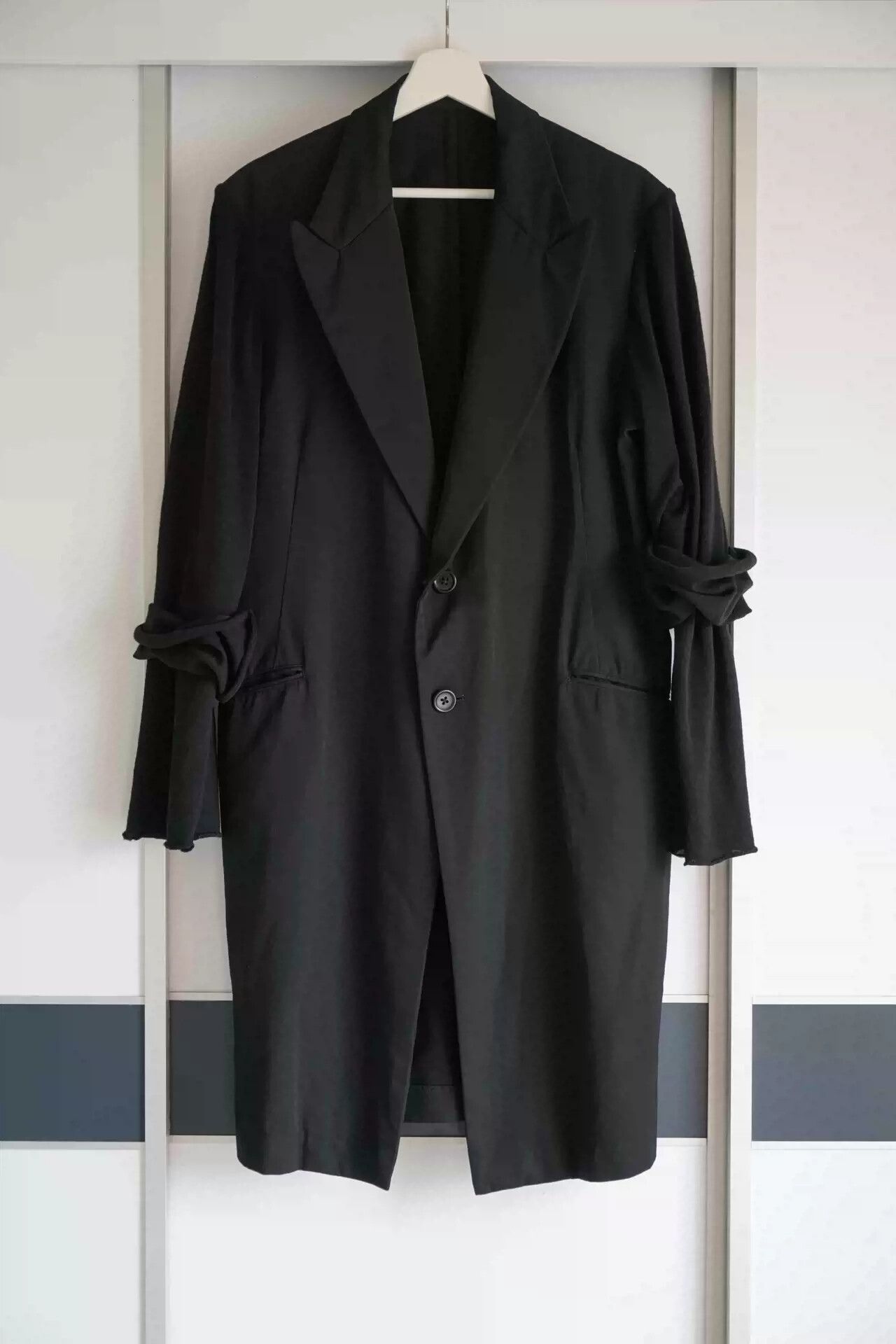 Pre-owned Yohji Yamamoto 02ss Actress Wool Coat In Black