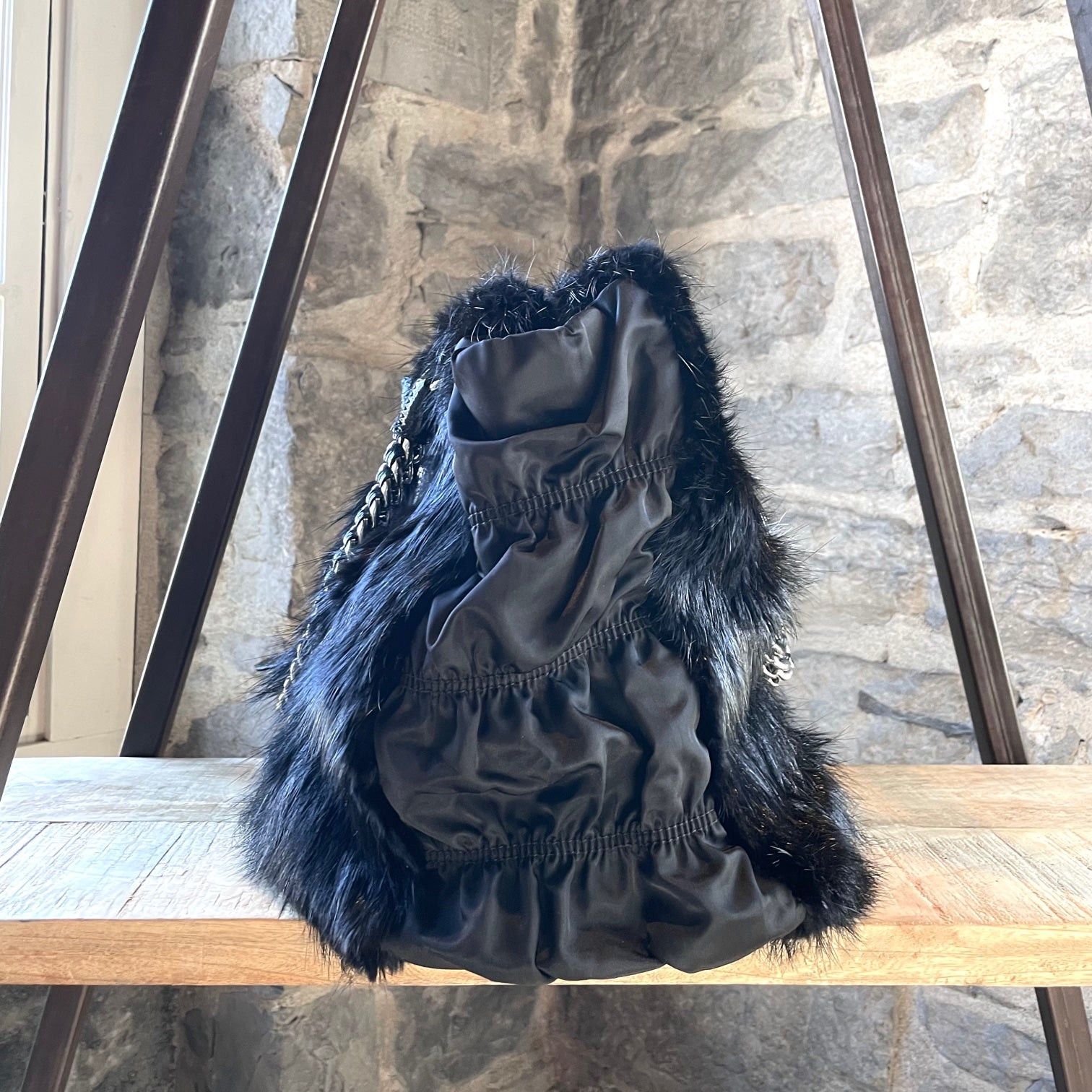 Prada Prada Black Beaver Fur Chain Bag Size ONE SIZE - 4 Thumbnail