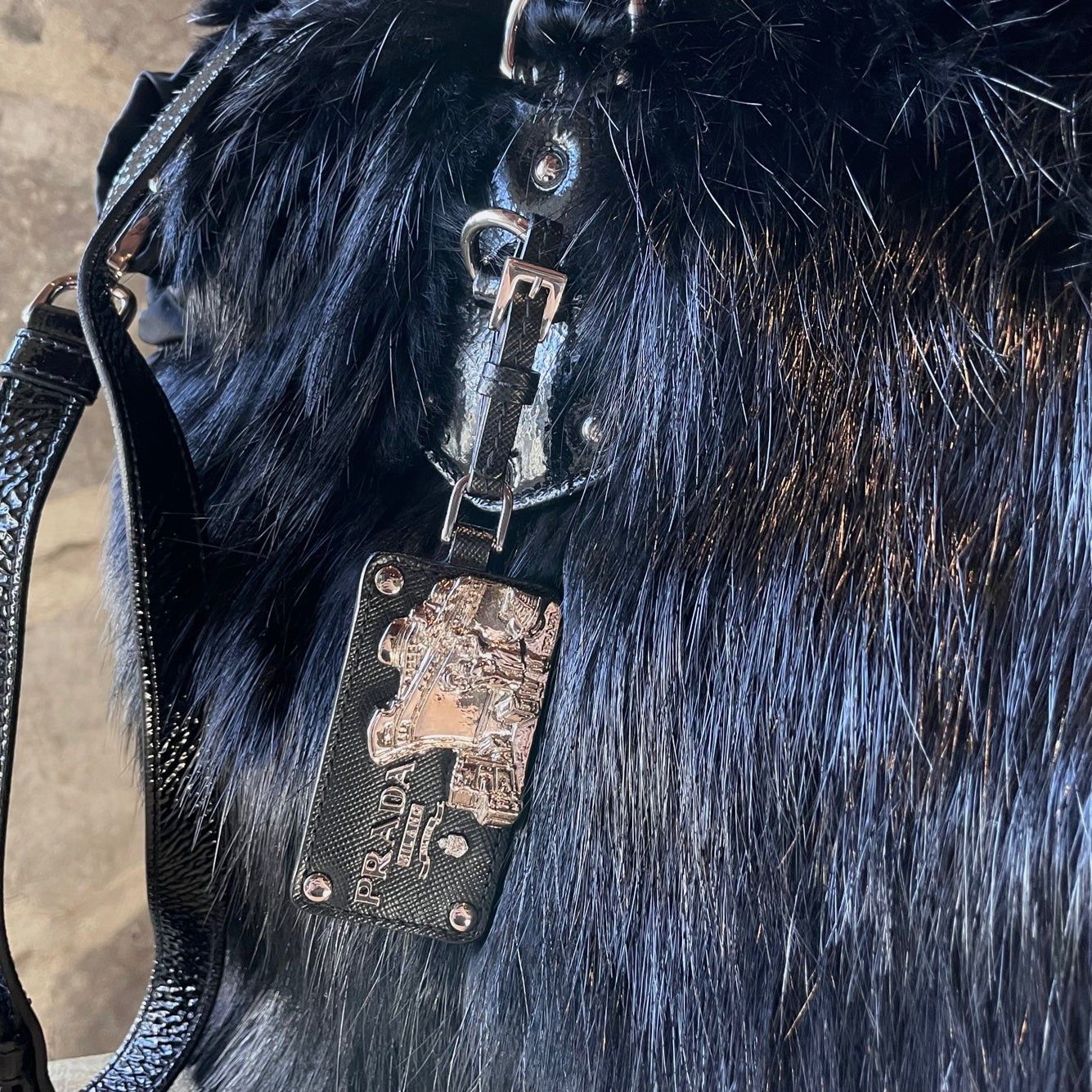 Prada Prada Black Beaver Fur Chain Bag Size ONE SIZE - 2 Thumbnail