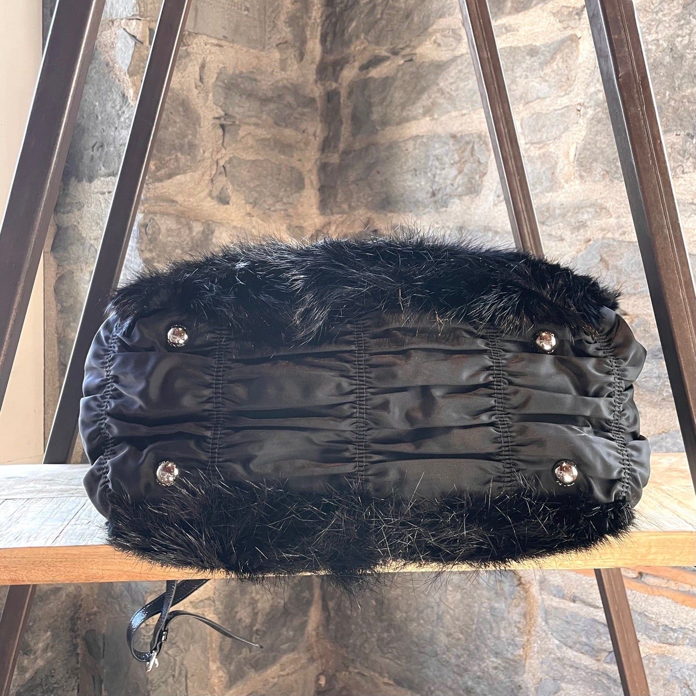 Prada Prada Black Beaver Fur Chain Bag Size ONE SIZE - 6 Thumbnail